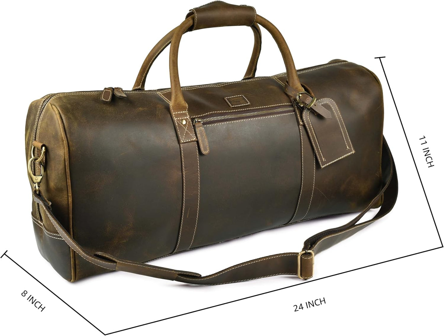 Leather Village Premium Leather Duffel Bags for Men & Women-Stylish Travel Weekender Carry-On