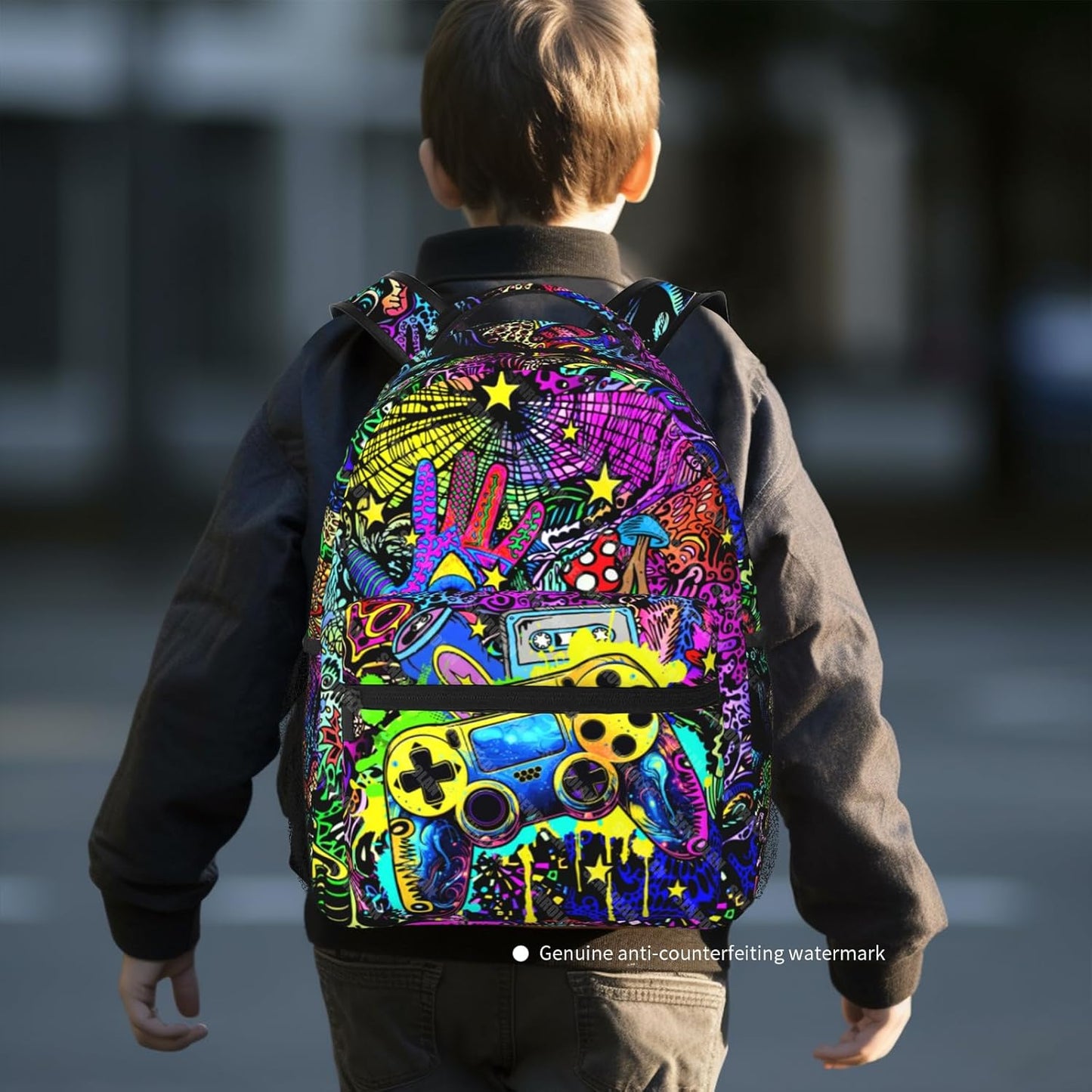 School Backpack For Boys Abstract Gamepad Boy Backpack For Kids Children Teens Elementary Middle School Boy Backpacks Ages 6-18 Video Games Bookbag back pack