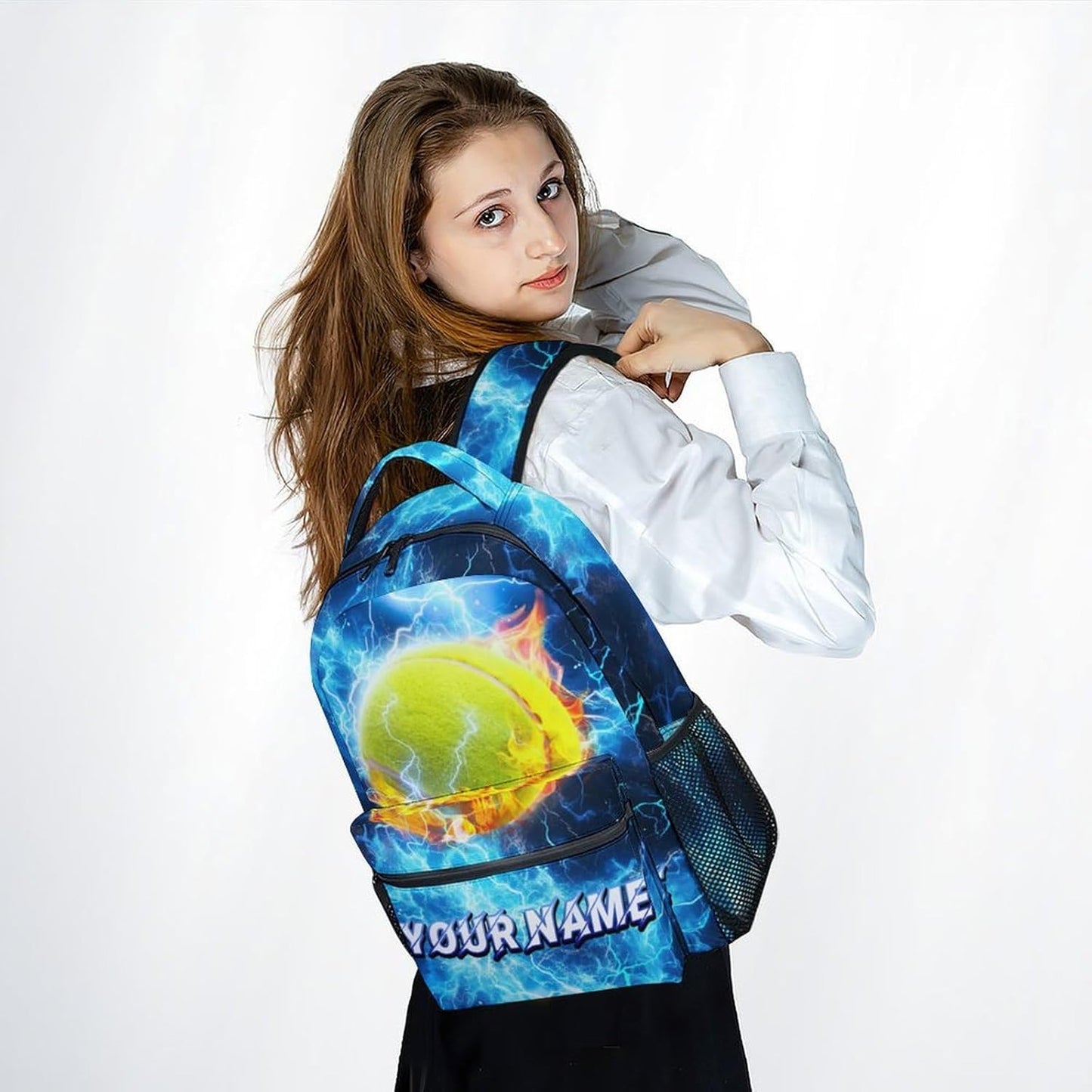 Kids Backpack Boys - Personalized Tennis Backpacks for Boys Girls - Custom Sports Theme Bookbag for Youth - Cool School Bag for Primary(17 Inch)