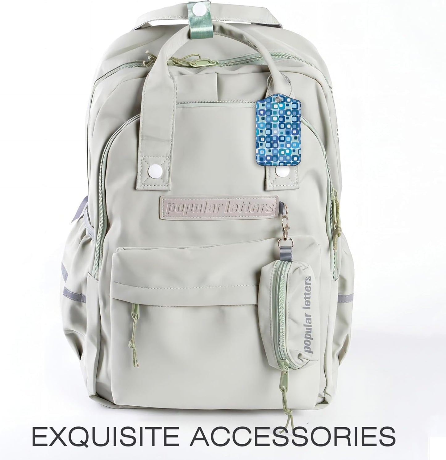 2 Pack Luggage Tags,Retro Blue Square PU Leather Idea Baggage Tag with ID Labels Privacy Cover Metal Ring Men and Women Travel Bag Labels