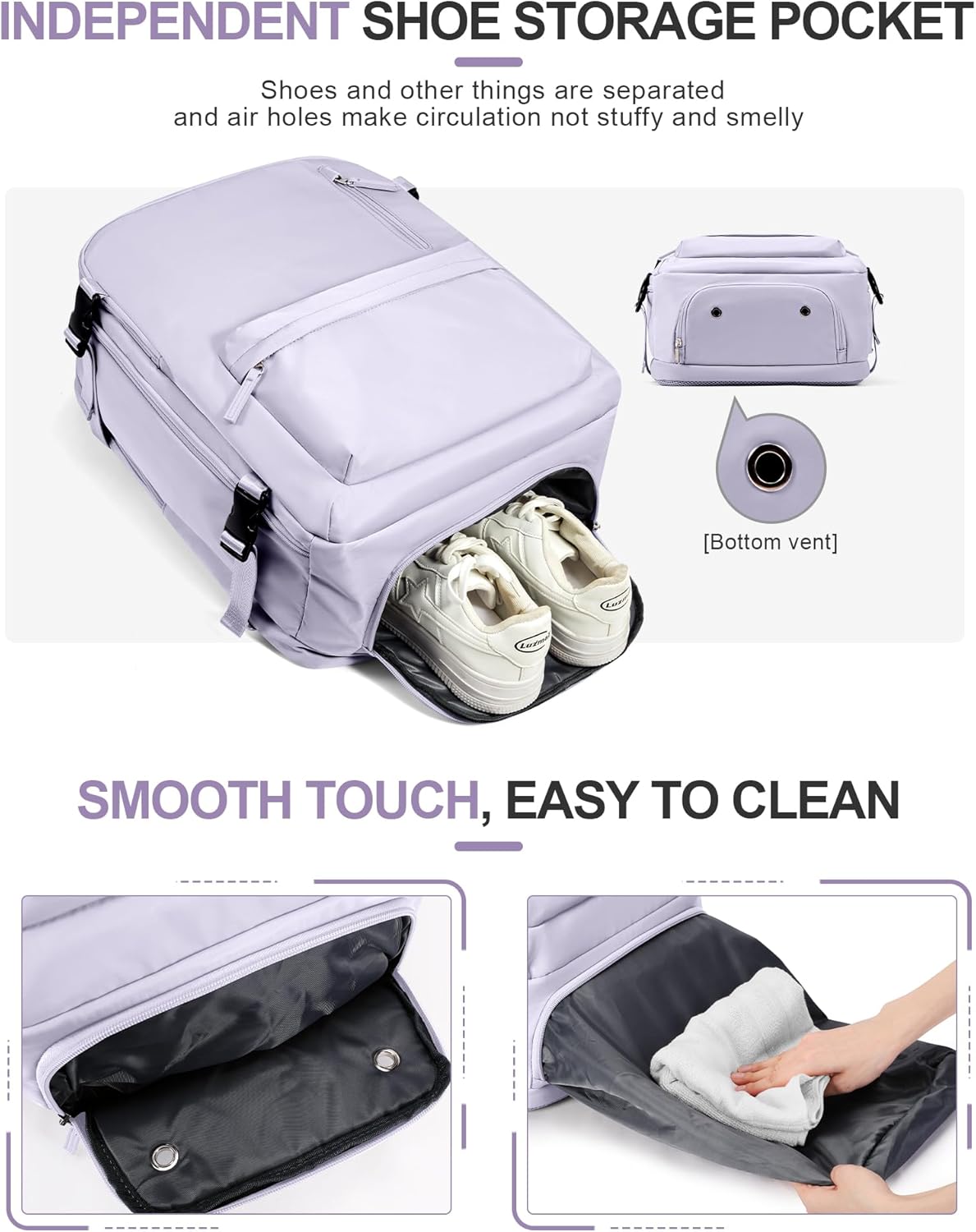 VGCUB Travel Backpack for Women Men for Spirit Airlines Personal Item Bag 18x14x8 Inches Laptop College Backpack,Waterproof Carry on Flight Approved Work Backpack Mochila de Viaje,Large Purple taro
