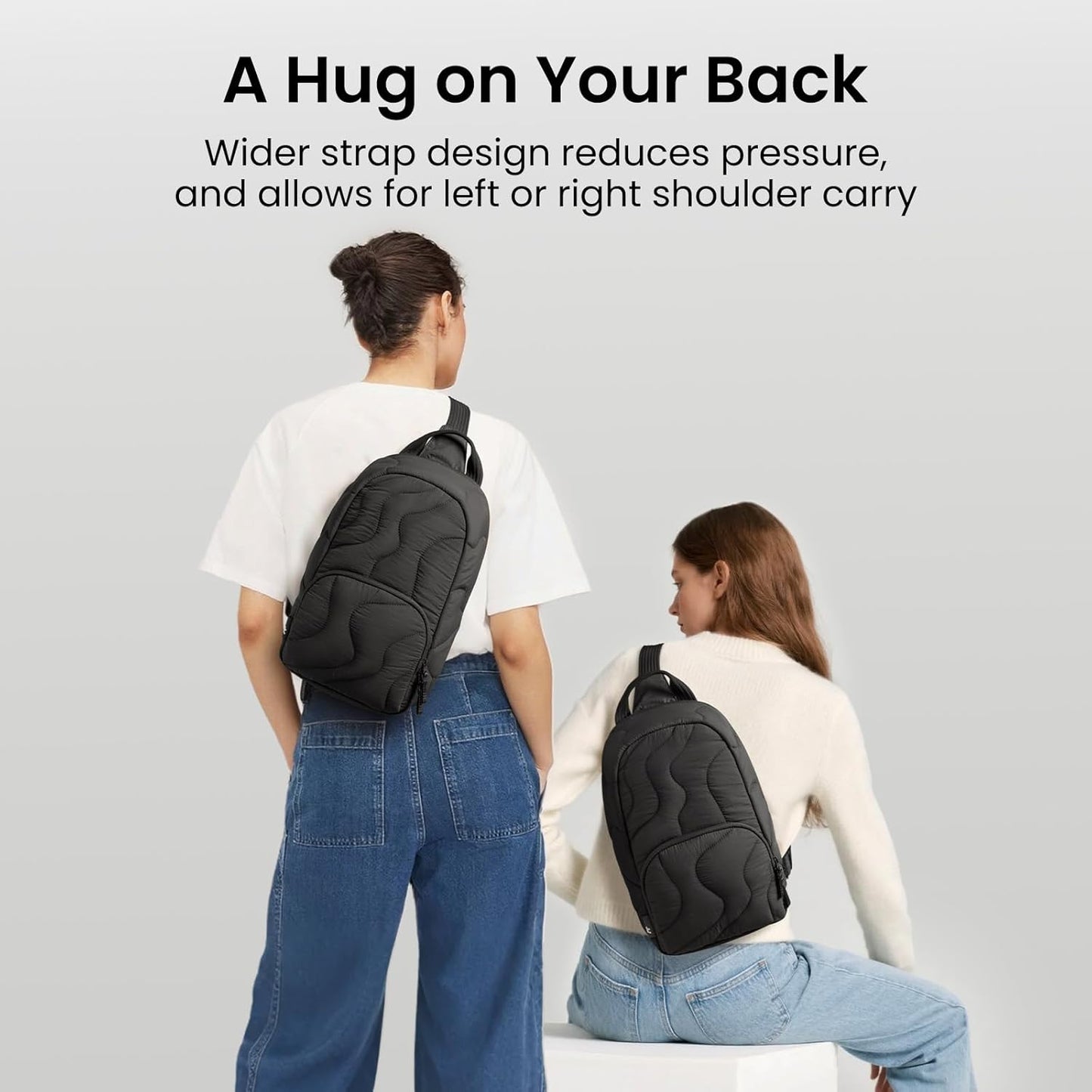 tomtoc 10L Puffy Sling Bag Backpack for Women Trendy, Quilted Padded Crossbody Bag for 11-inch iPad, iPad Air M3/M2, iPad Pro M5 2025/M4, Nintendo Switch 2, Lightweight Puffer Travel Chest Bag Daypack