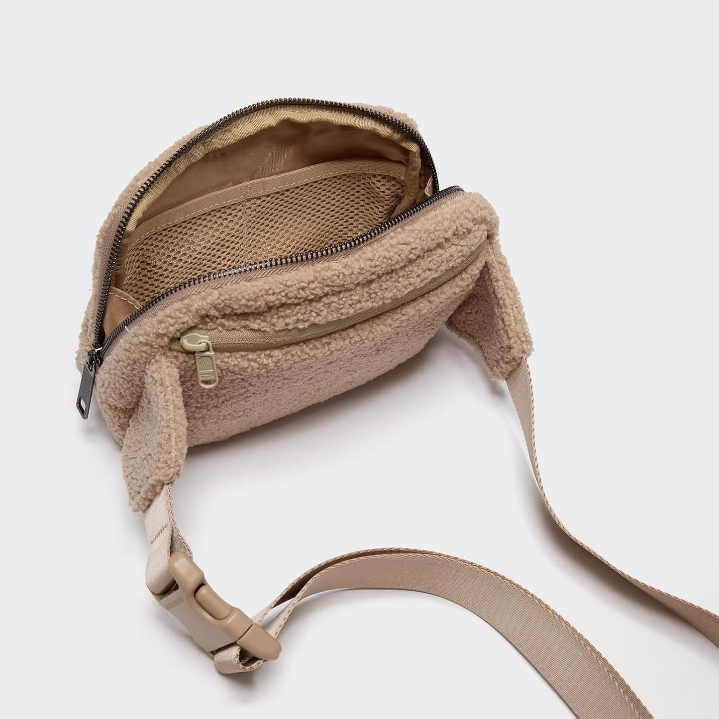 Pander Large 2L Fanny pack Everywhere Fleece Belt Bag for Women and Men with Adjustable strap Belt. (Tan)