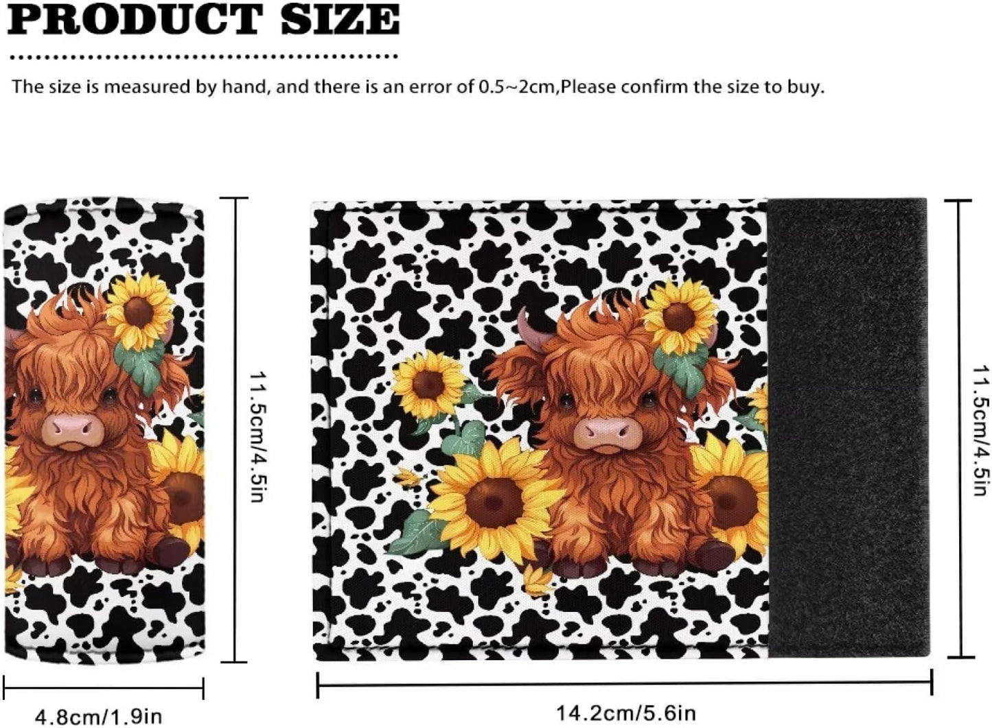 Highland Cattle Luggage Handle Cover Sleeve Protector Set 2 Pcs Cow Spot Suitcase Protective Luggage Handle Wraps for Suitacse Foldable