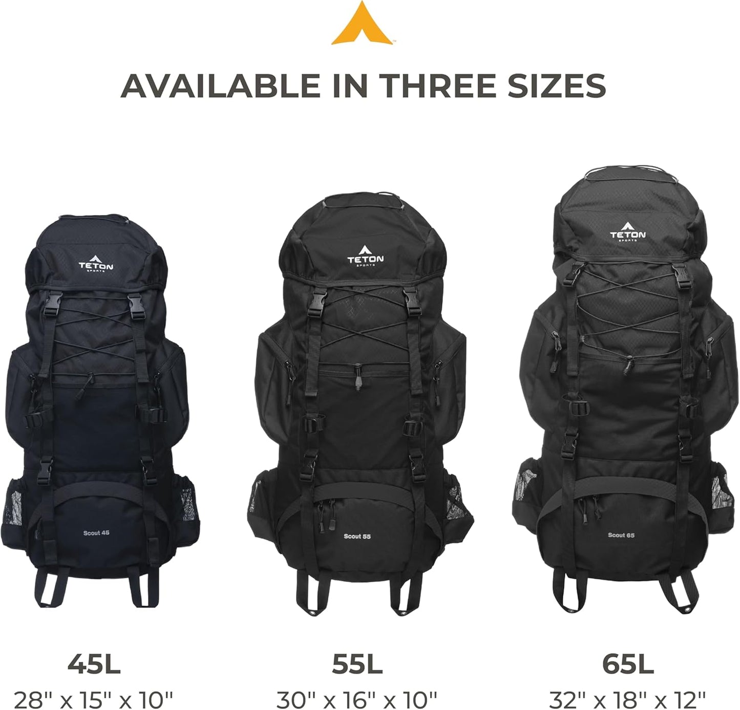 TETON 55L Scout Internal Frame Backpack for Hiking, Camping, Backpacking, Rain Cover Included