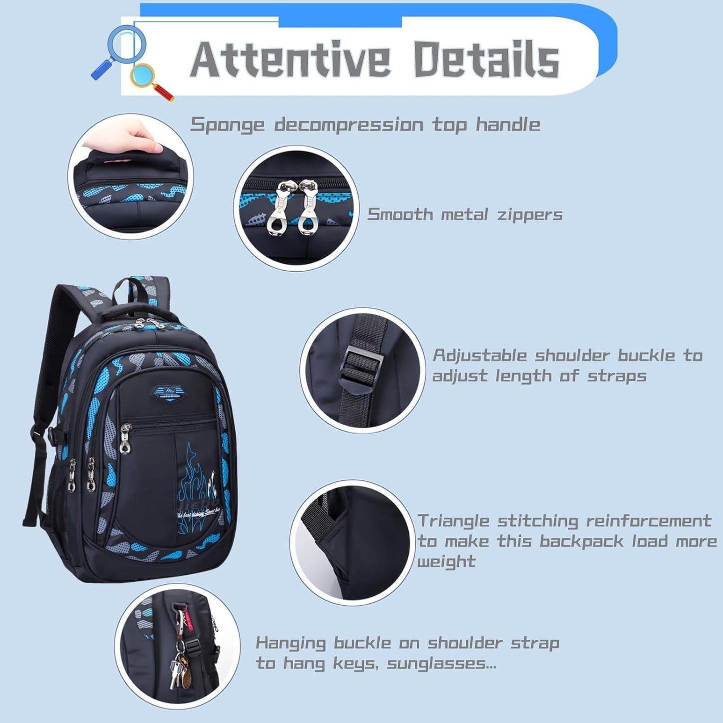 3Pcs Camo-Print Primary School Backpack and Lunch-Bag Set for Boys Camouflage Elementary Bookbag Rucksack Waterproof