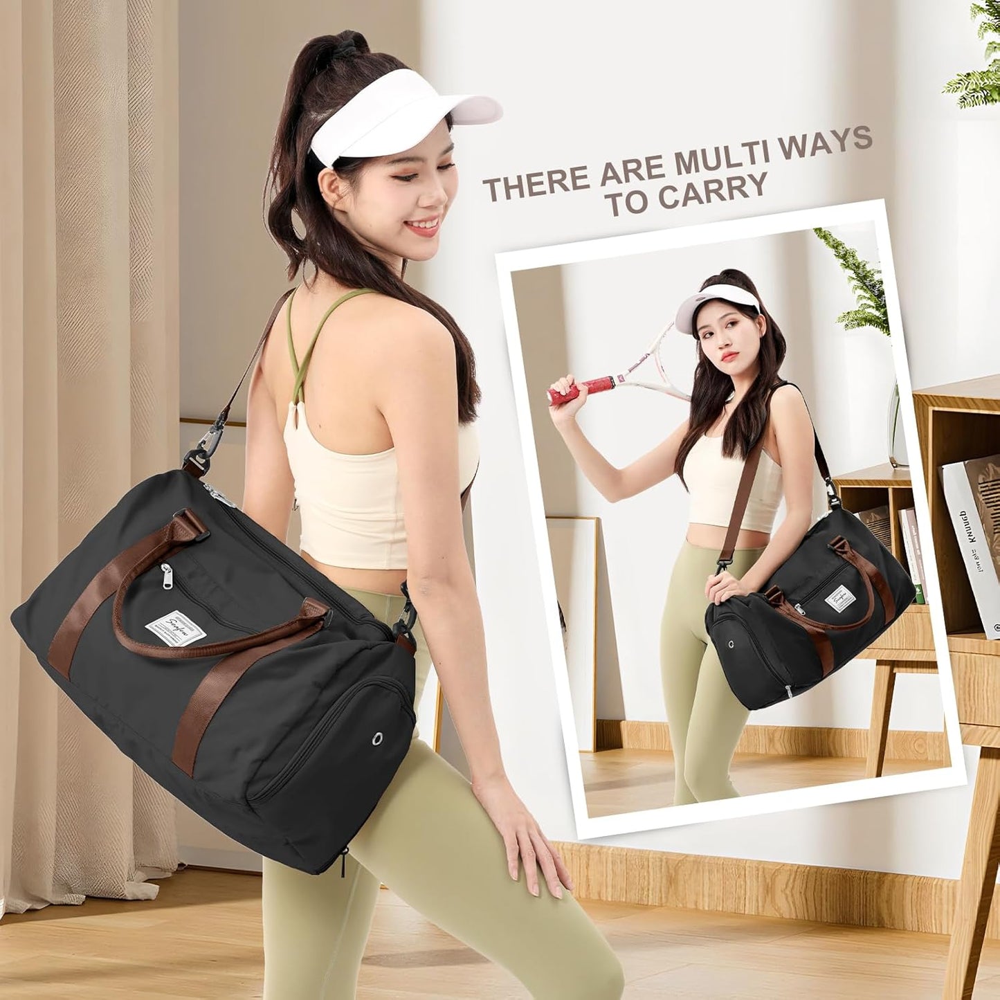 Gym Bag for Women with Shoes Compartment,Small Duffel Bag Sport bag with Toiletry Bag Overnight