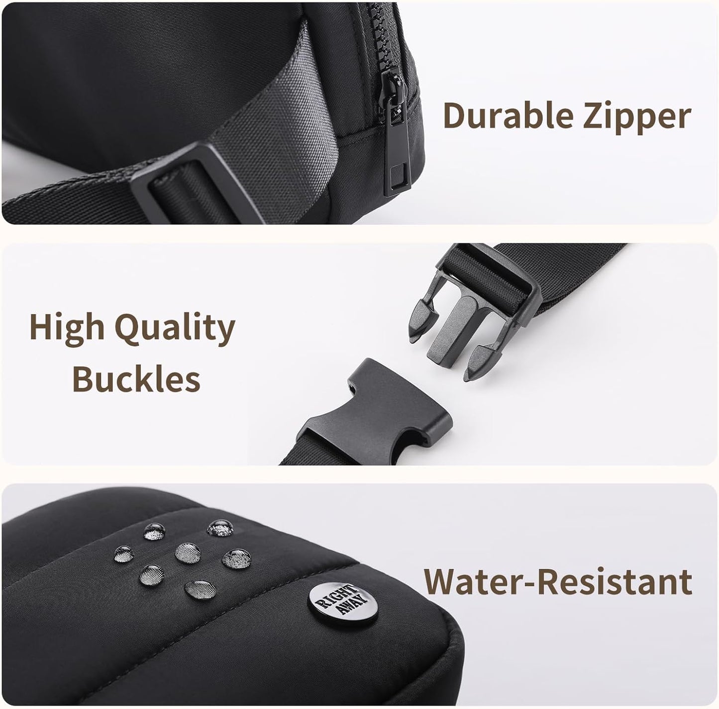 Fanny Packs for Women,Waterproof Belt Bag Bum Bags for Crossbody,Fashion Waist Packs with Adjustable Strap for Traveling, Hiking, Running(Black)