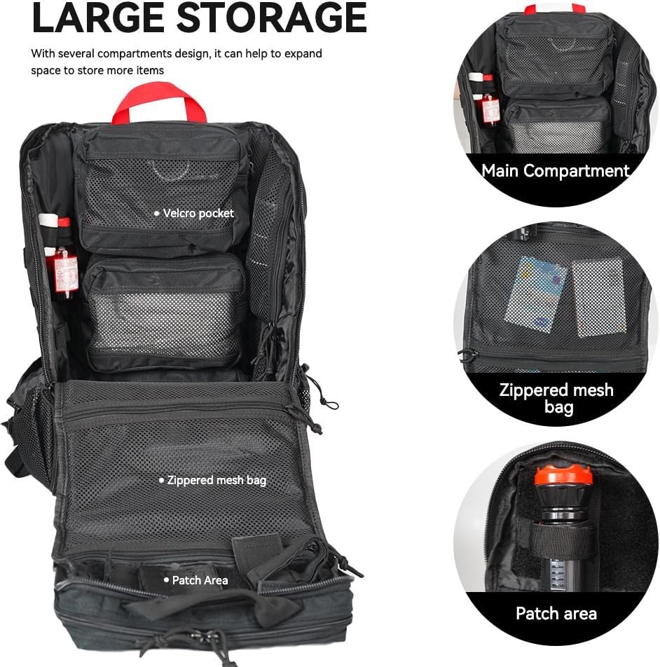 Ultralighe Hiking blackpack with ventilated suspension ergonomic load-reducing pack for trekking&camping durale water-resistant daypack for men&women (black)