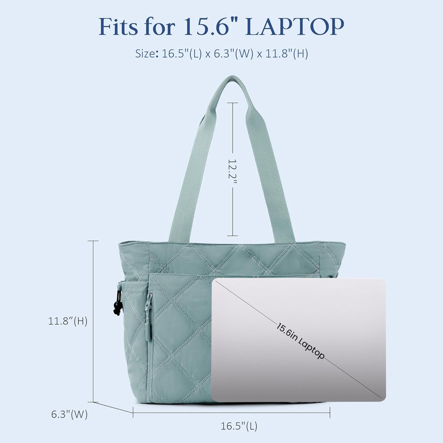 befen Laptop Tote Bag for Women Work, Travel Tote Bags Nurse Puffer Quilted Handbags, Lightweight Waterproof Beach Purse