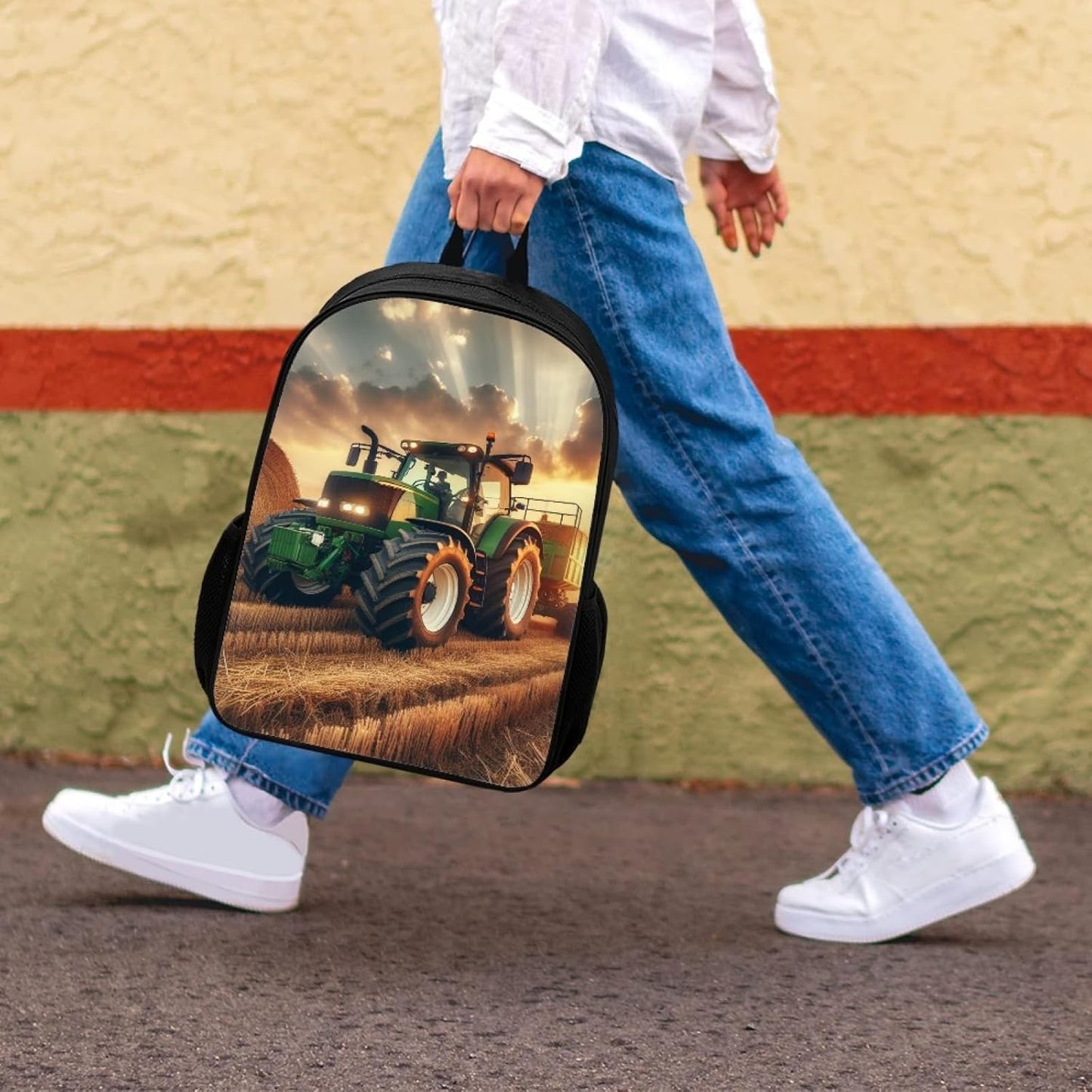 Tractor School Backpack Lightweight Laptop Backpacks Large Capacity 1 Main Compartment Outdoor Bookbag for Kids Boys Girls (Color1)