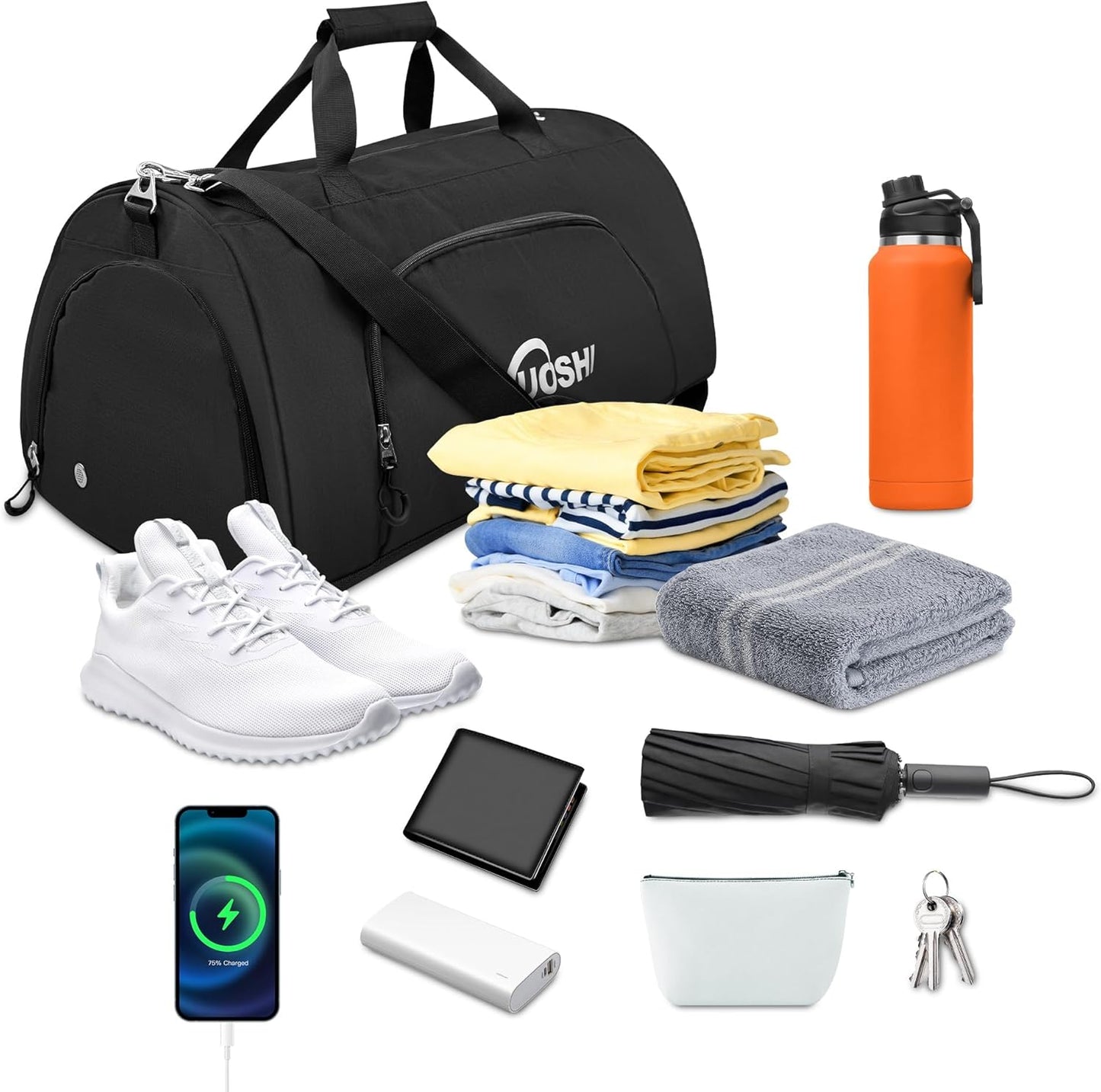 Gym Duffle Bag for Men & Women Water-Resistant-Sports Travel Bag with Ventilated Shoe Compartment & Wet Pocket, 31L Large Weekender Overnight Bag