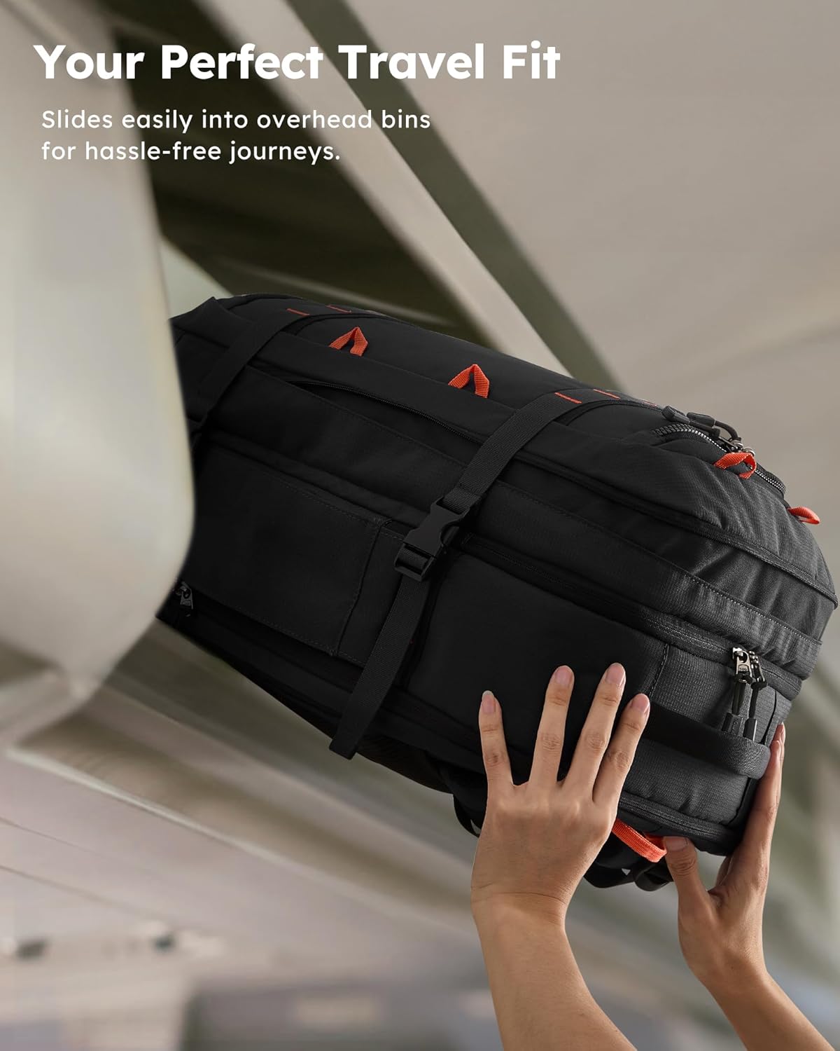 Tolaccea Travel Backpack, TSA Flight Approved Carry On Laptop Backpack for Women Men, Dual Laptop Storage for 17.3" and 15.6" Laptop, Large Luggage Backpack 40-45L Expandable (Black)