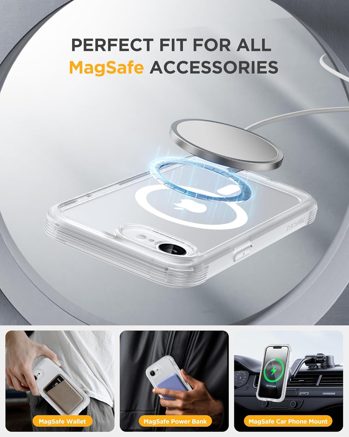 Miracase Magnetic for iPhone 16e Case Full-Body Phone with Built-in Glass Screen Protector