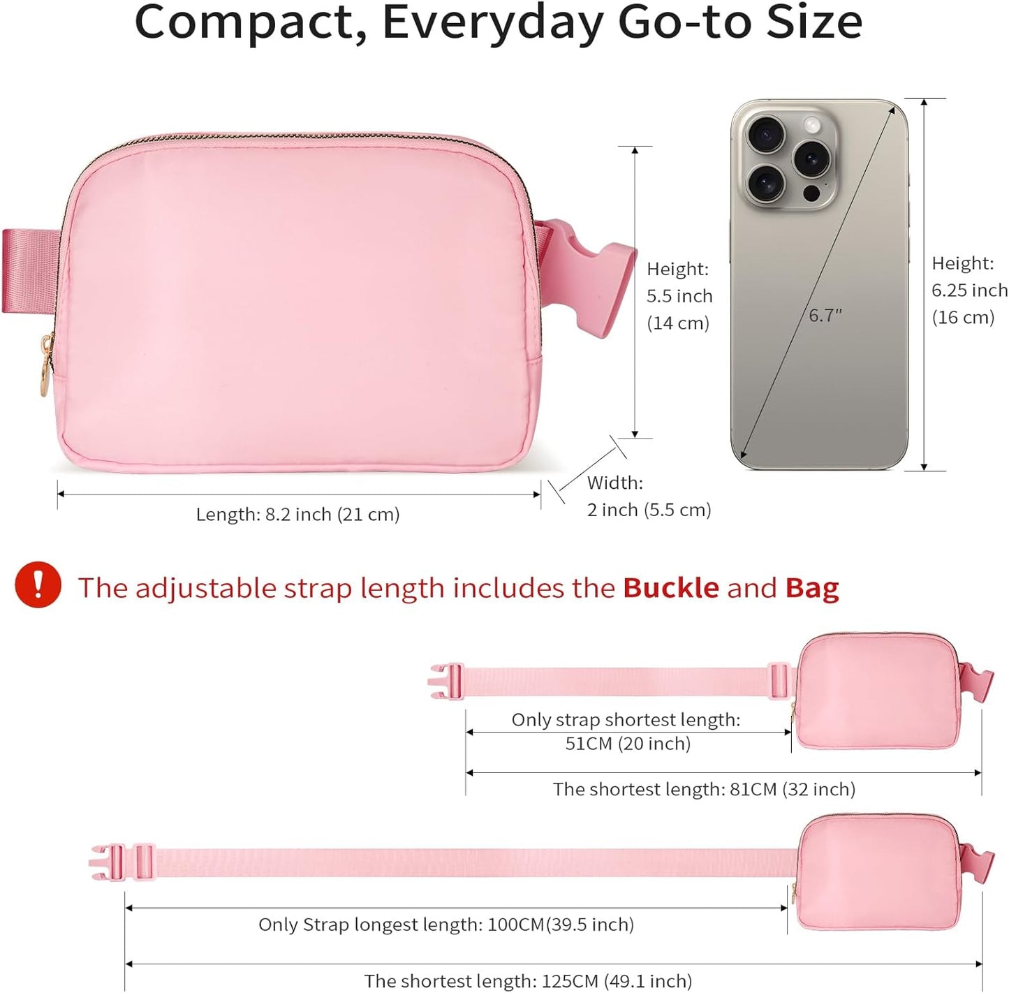 Cross Body Fanny Pack for Women,Fashion Waist Packs Crossbody Bags,Belt Bag with Adjustable Strap - Peach