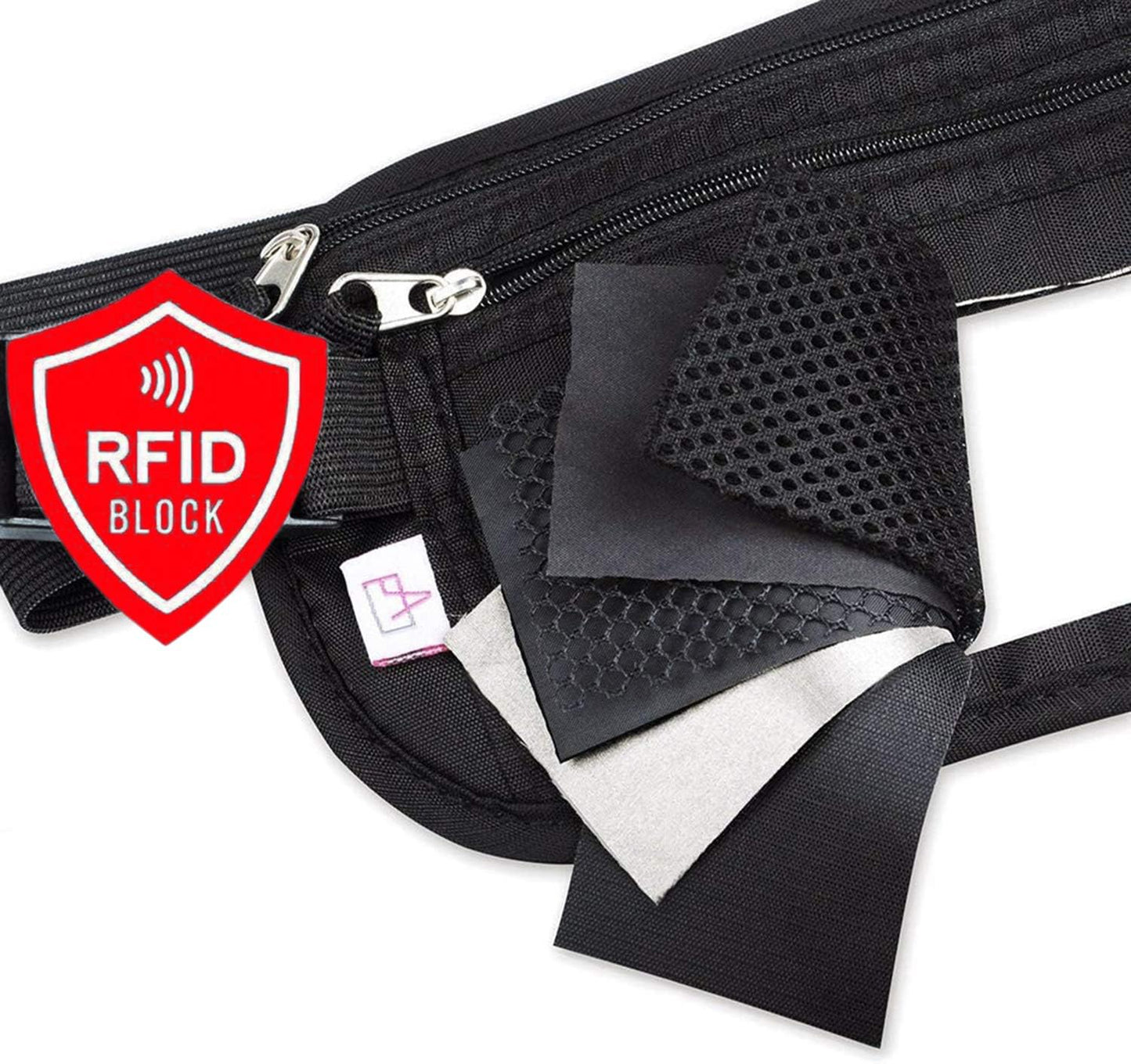 RFID Blocking Travel Wallet - Money Belt & Passport Holder, Slim Hidden Fanny Packs for Women Men - Black