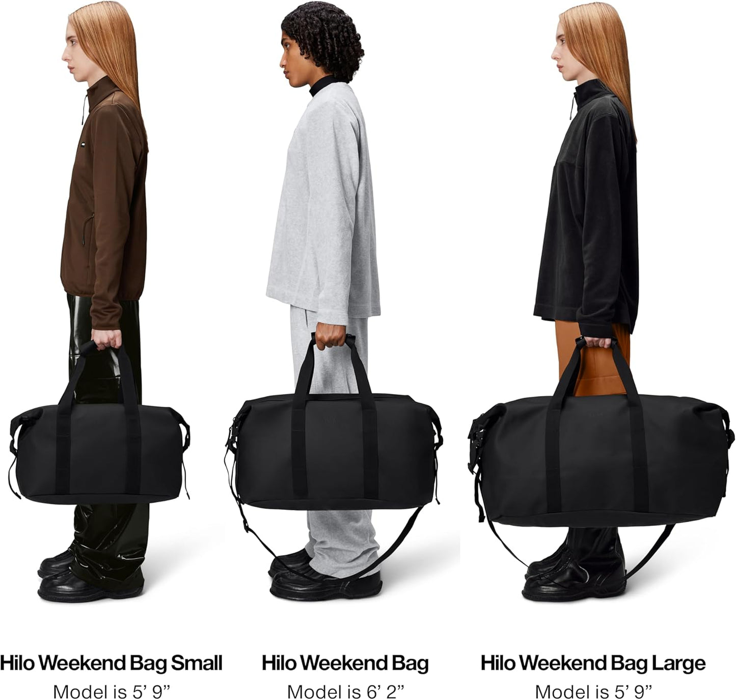 RAINS Regular Weekend Bag - Waterproof Travel Duffel for Men and Women - Duffle with Coated Zip, Adjustable Strap