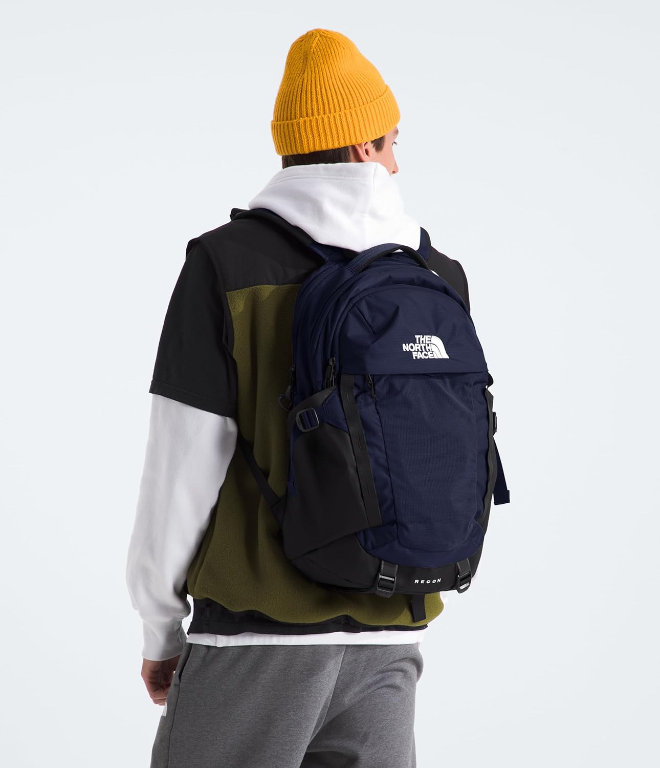 The North Face Recon Everyday Laptop Backpack | Daypack with Water Repellent Finish, 16" Laptop Sleeve, 2 Water Bottle Pockets, TNF Navy/TNF Black-NPF, One Size