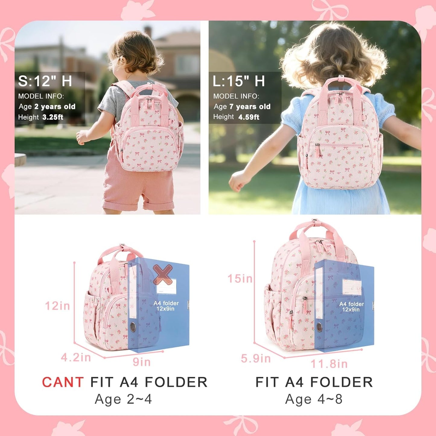 Bluboon Toddler Backpack for Girls Boys 2-4 Cute 12" Preschool Kindergarten Backpacks Kids Daycare Bags School Travel