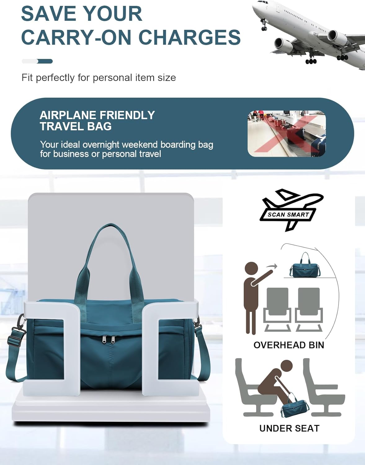Gym Bag for Women Men, Sport Duffel Bag with Toiletry Bag & Shoe Compartment,Waterproof Travel
