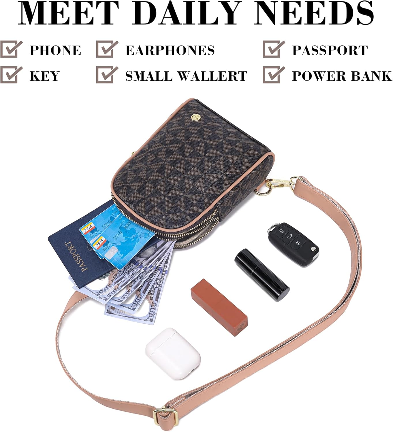 INICAT Travel Small Sling Bag Faux Leather Crossbody Bags Women Cross Body Bag Purses for Woman