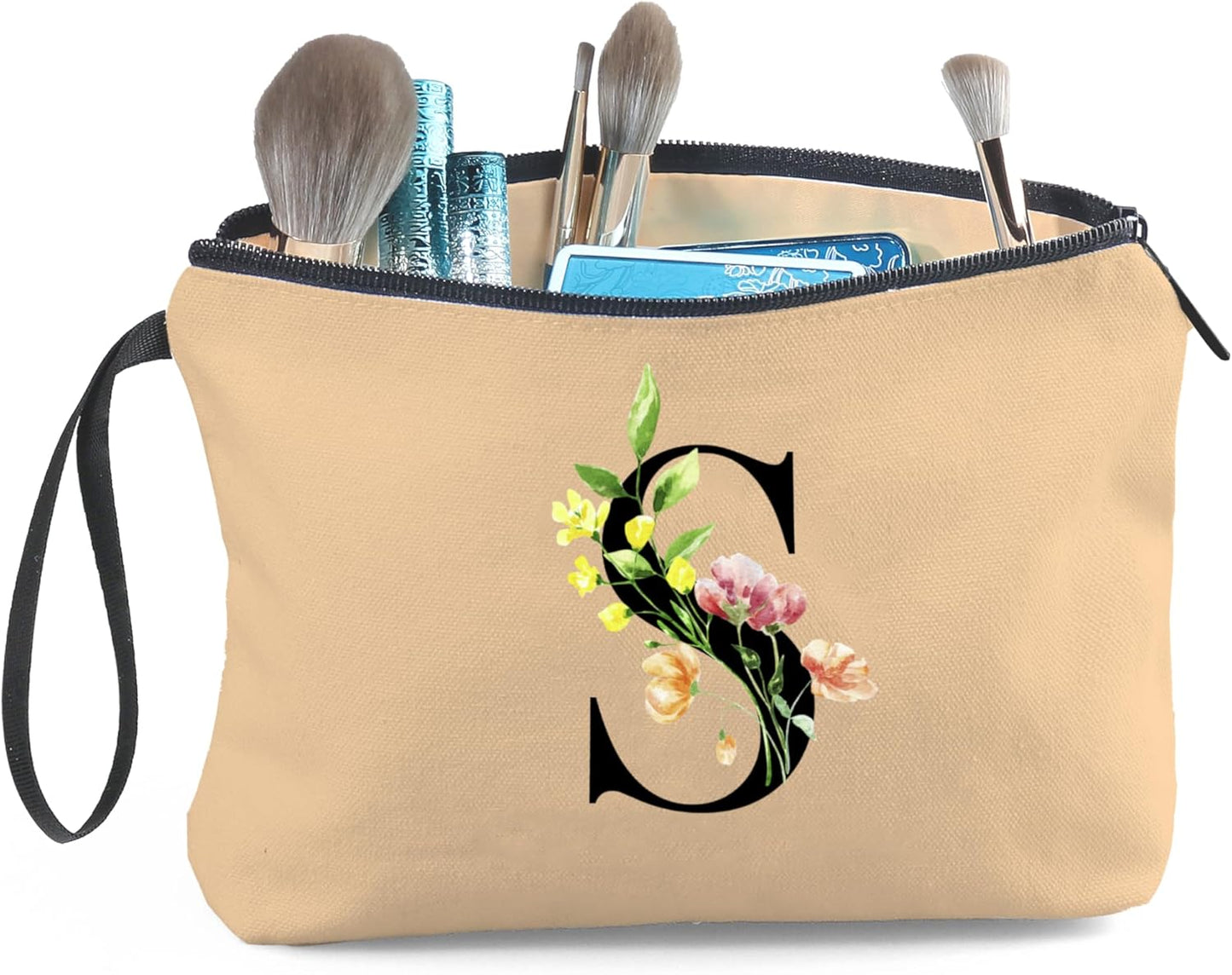 Women Birthday Unique Bride to be Bridal Shower Initial Gifts for Mom Sister Friend Her Teacher Aunt Makeup Cosmetic Bag with Mirror Mothers Day Christmas Graduation S