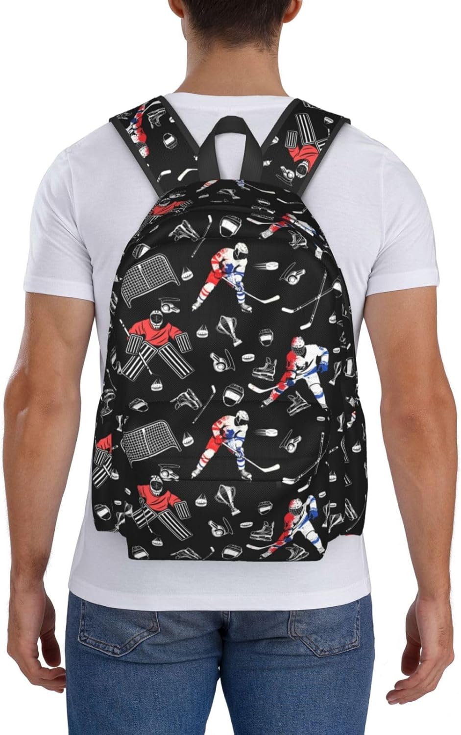 Hockey Backpack School Bag Lightweight Bookbag Laptop Travel Daypack For Kids Girls Boys Teens