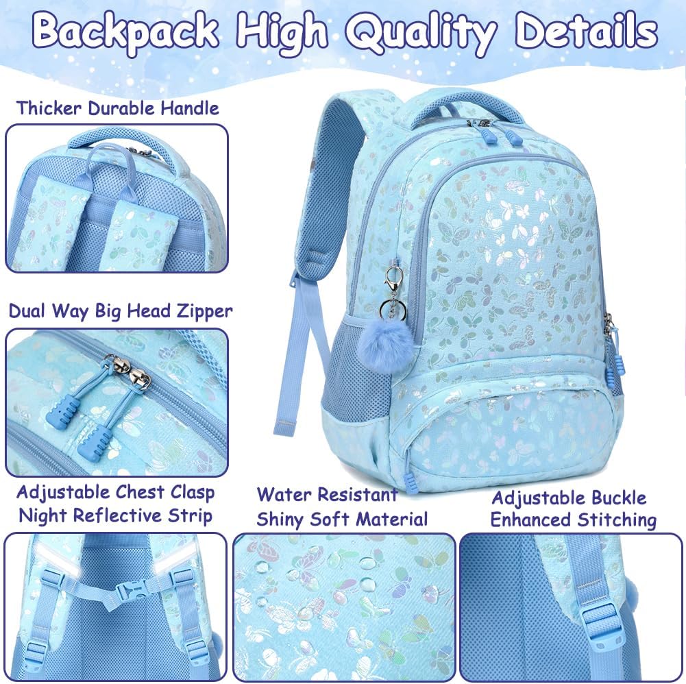 Meisohua Girls Backpack with Lunch Box 3 in 1 Set Kids Backpack for Girls Preschool Kindergarten Elementary School Backpack