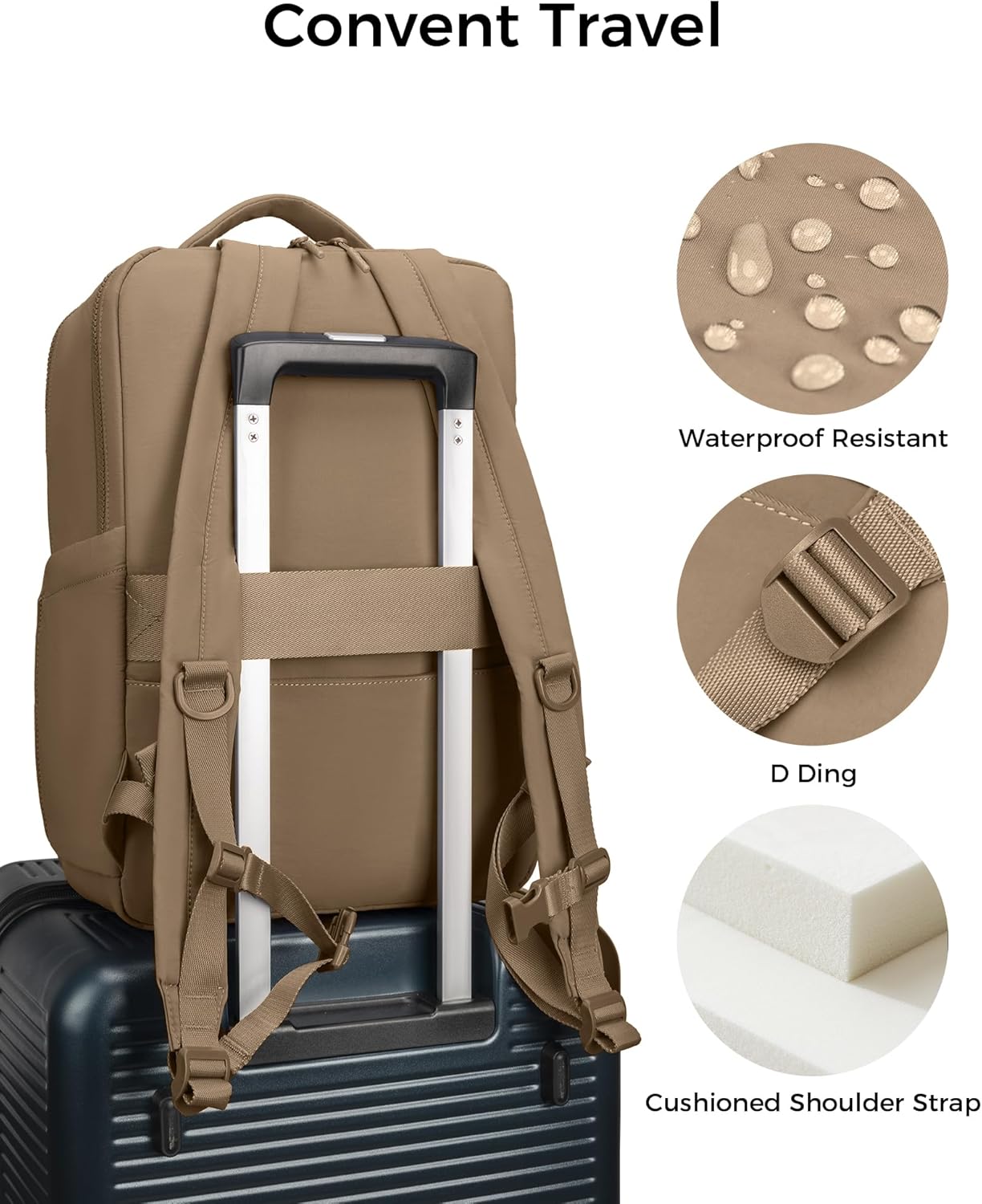 FODOKO Backpack for Work, Casual Backpack for Women Men Daypack Backpack for Travel College Bookbag Separate Compartment for 15.6 Inch Notebook Brown