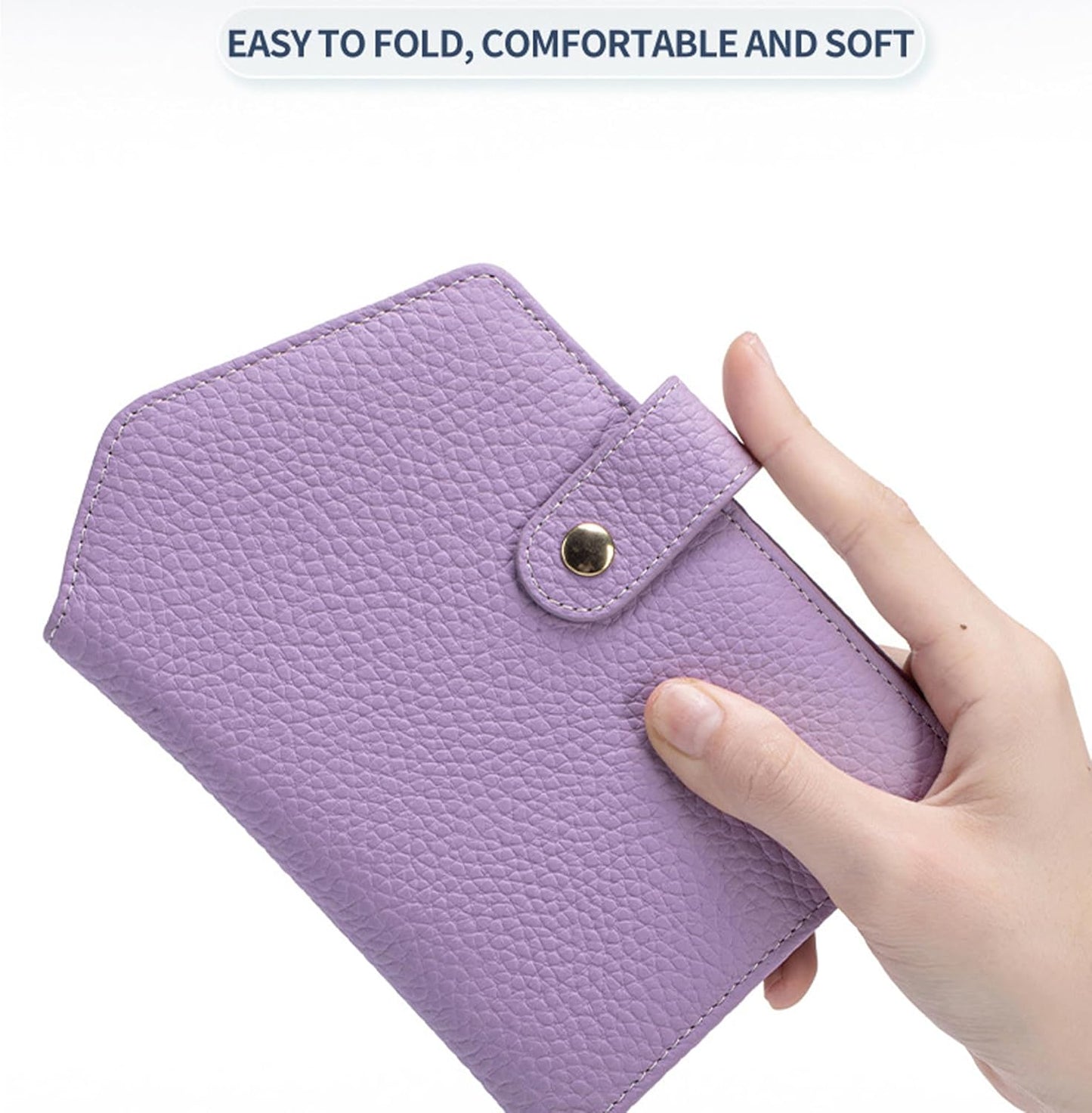 Cute RFID Passport Wallet for Women Leather Slim Passport Holder Travel Wallet Cover with Zipper Coin Purse, Credit Card, Sim and Tticket Slots (Purple)