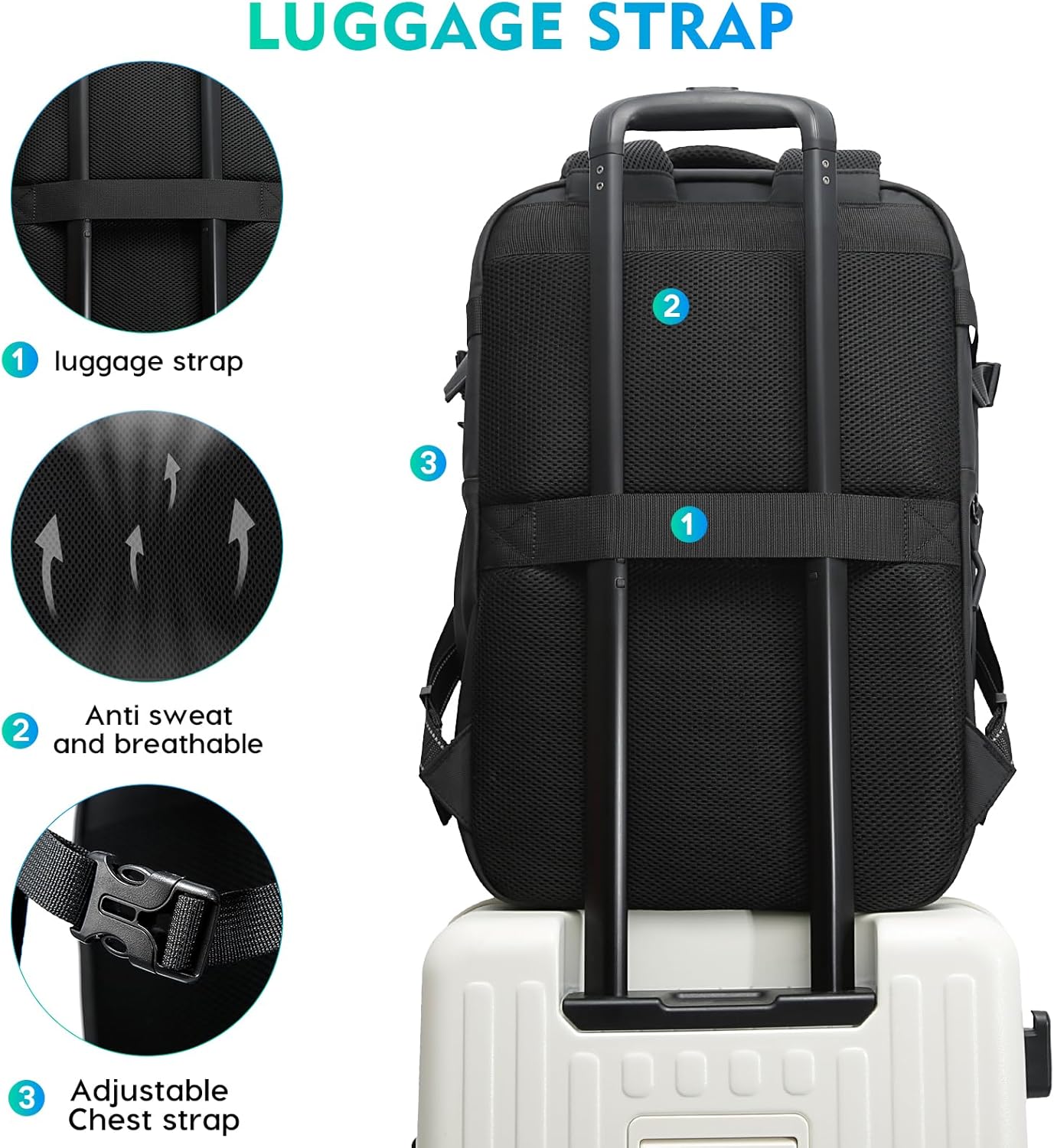 BANGE Travel Backpack with TSA lock version can hold 15.6 inch Laptop suitable Daily Commute and Overnight Flight Approved Anti-theft Bag