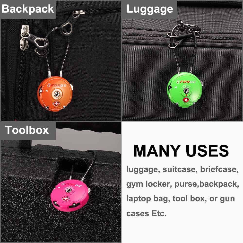 Forge Quality TSA Approved Luggage Locks for Travel Accessories, Suitcase, Pelican case, Ammo