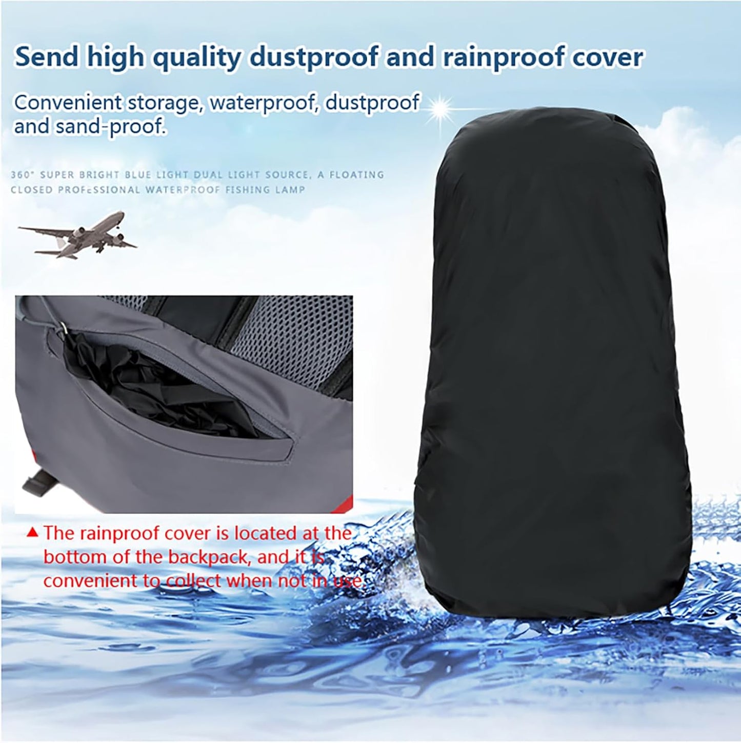 Bseash 60L Waterproof Hiking Camping Backpack with Rain Cover, Large Outdoor Sport Travel Daypack