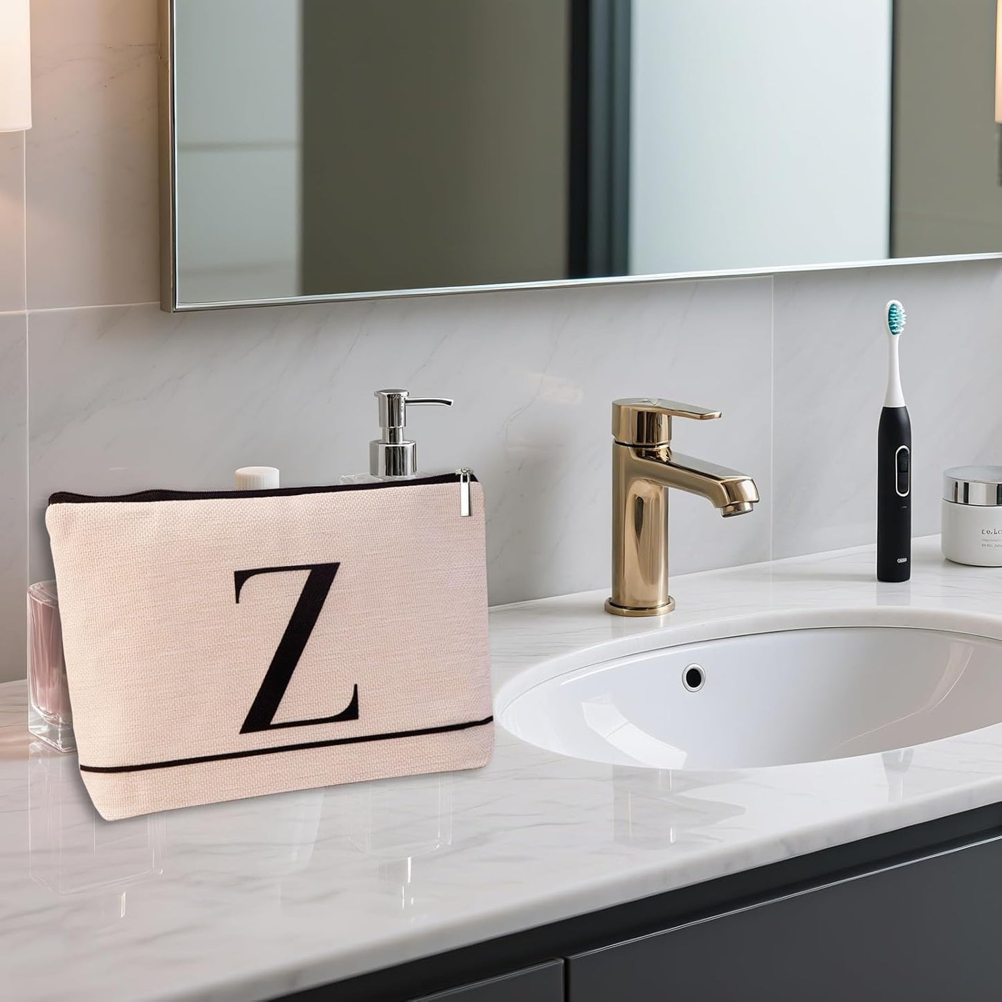 Letter A-Z Initial Personalized Makeup Bags, Birthday Gifts for Women, Monogrammed Gifts for Women