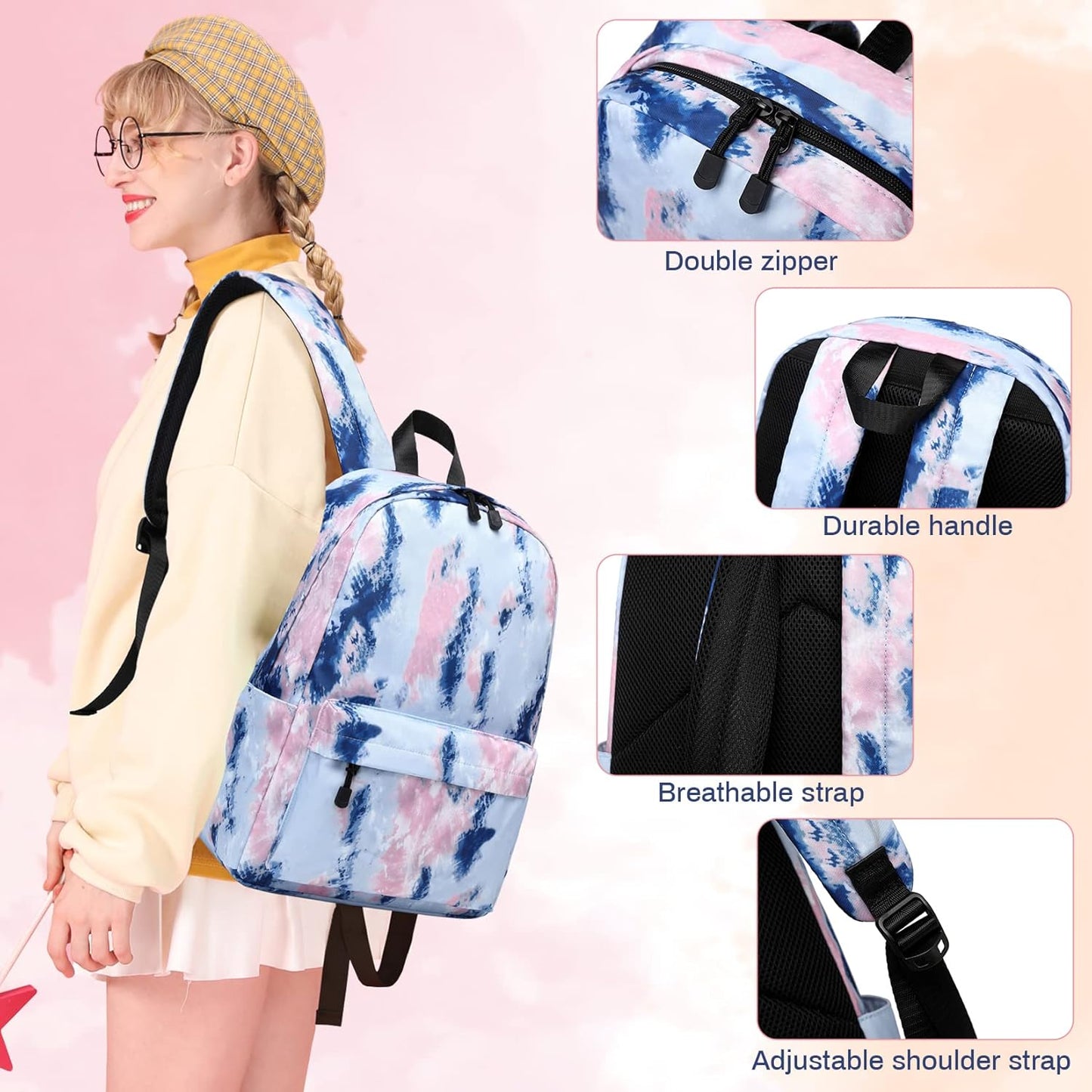 Lohol Galaxy Backpack for School Travel, Lightweight BookBag for Girls Kids
