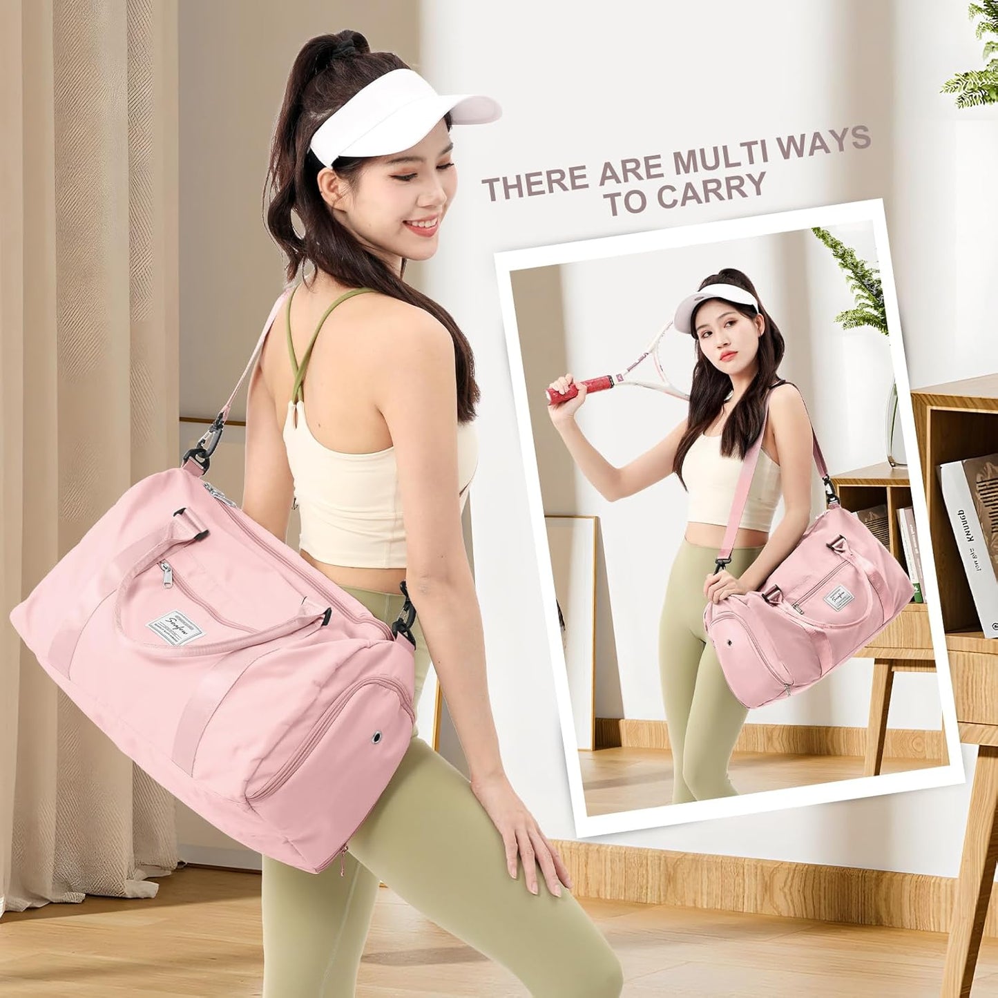 Gym Bag for Women with Shoes Compartment,Small Duffel Bag Sport bag with Toiletry Bag Overnight