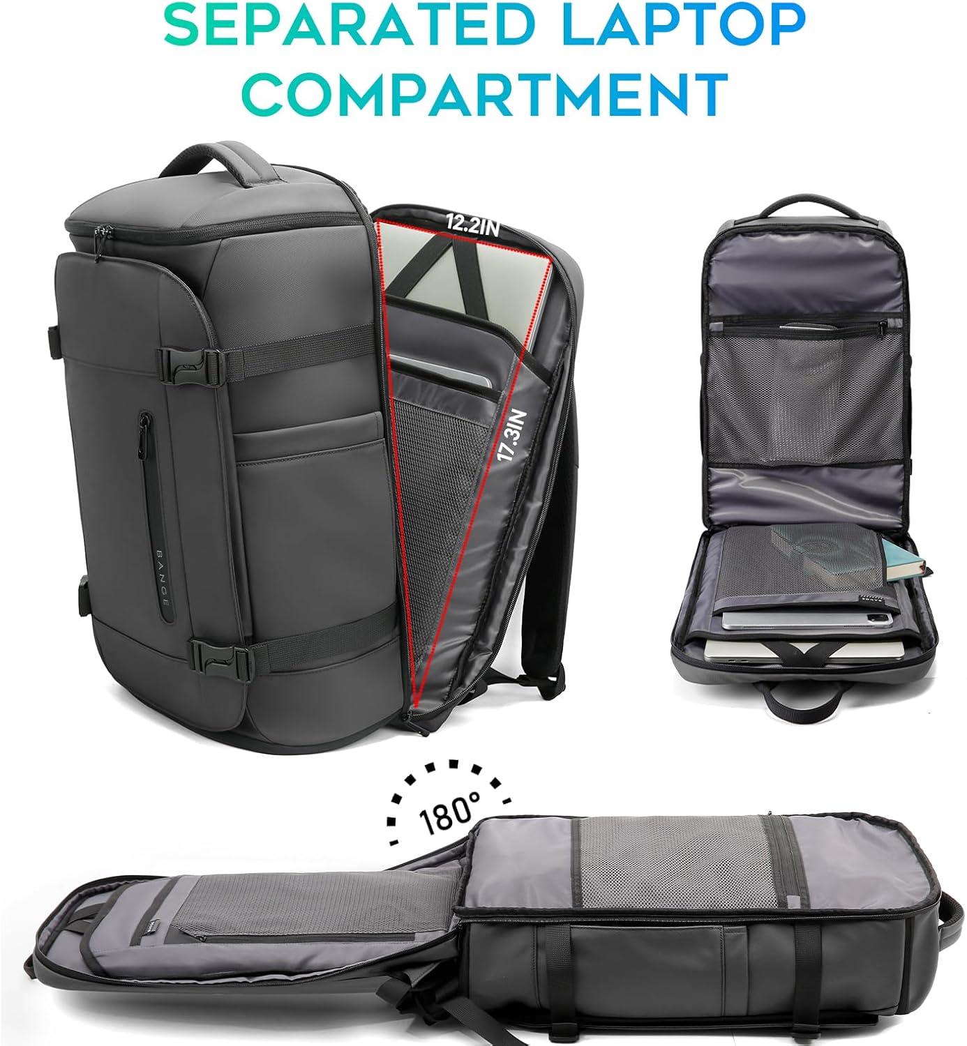 BANGE Large Luggage backpack Backpack, 40L Travel Laptop Backpack Fits 17.3 Inch Notebook, Traveling Luggage Backpack,Carry On Rucksack with Water Bottle Holder for Traveling, Hiking, Business
