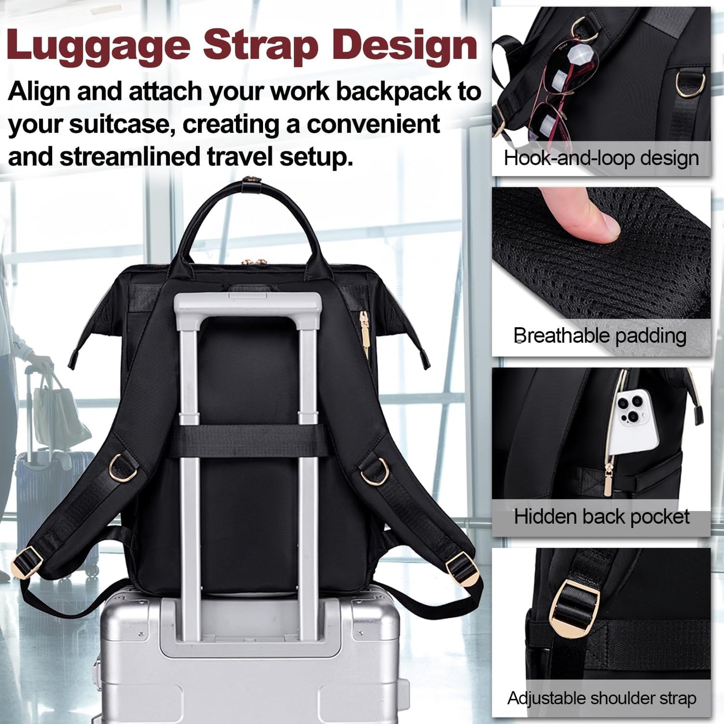 Lunch Backpack for Women, 15.6 inch Laptop Backpacks for Womens, Work Backpacks with Lunchbox,Insulated Back pack Cooler,Teacher Nurse Travel Backpack for Women