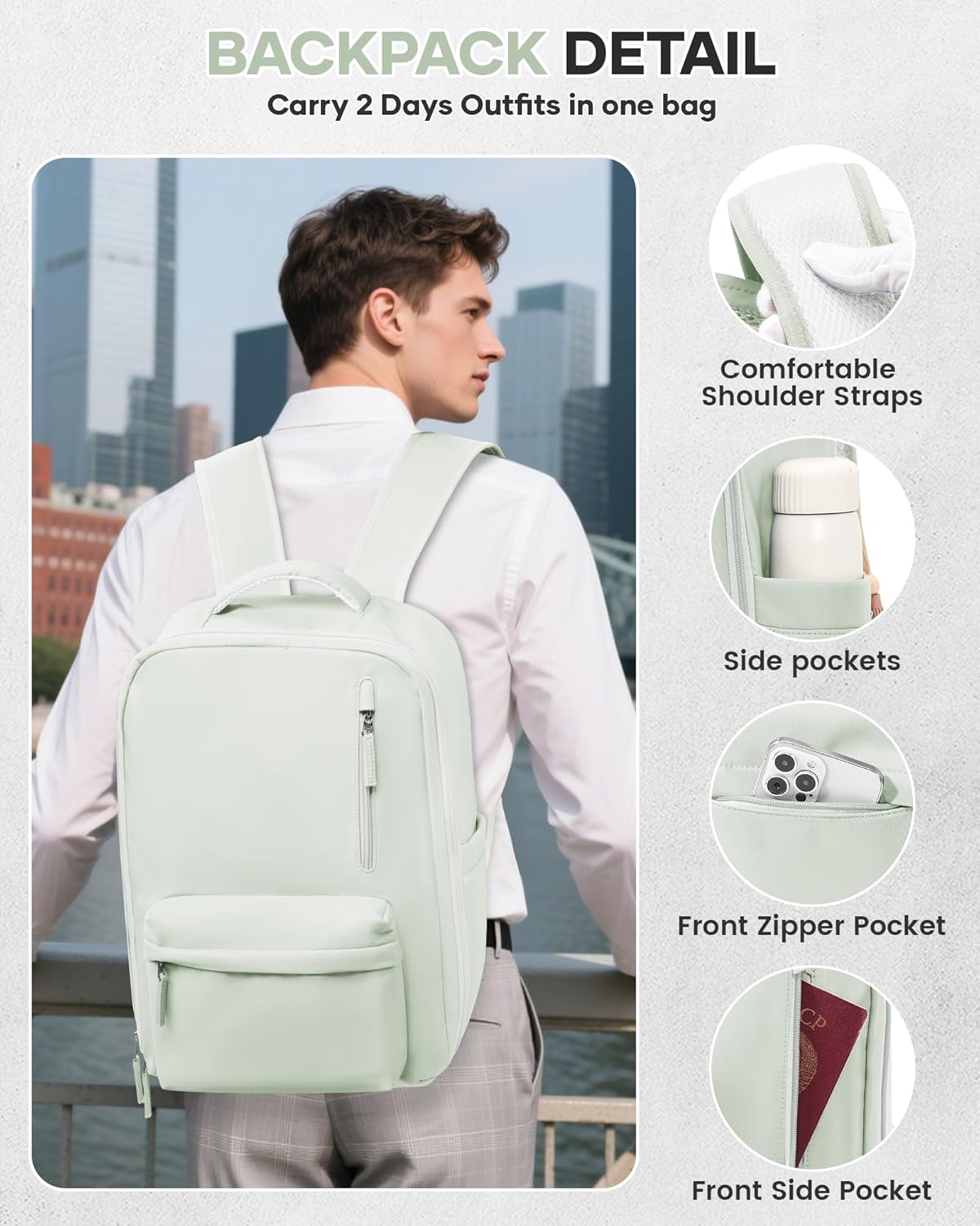 WONHOX Large Travel Backpack Carry on Flight Approved Laptop Work Business Backpack for Women Men Mochila de Viaje
