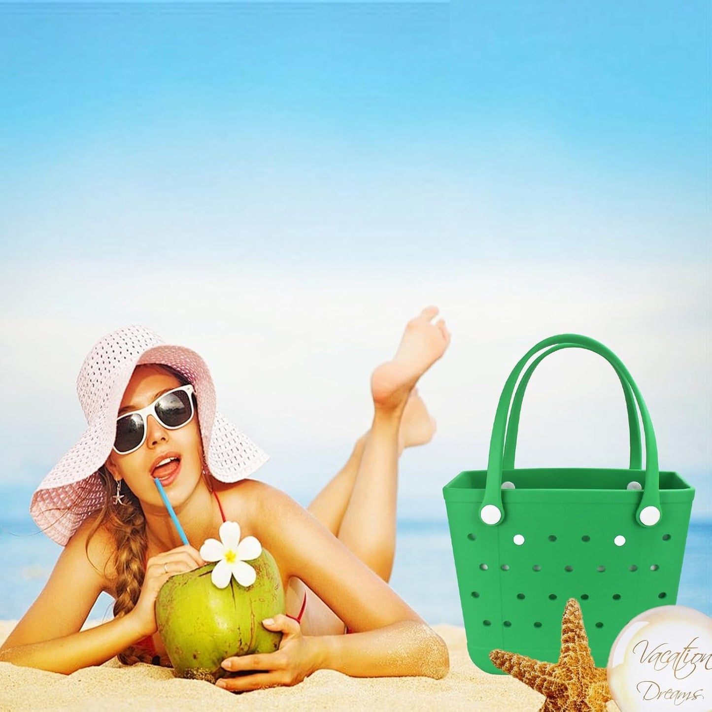 Rubber Beach Bag Tote Bag For Women Large Sandproof Travel Tote Bags For Beach Outdoor Sports