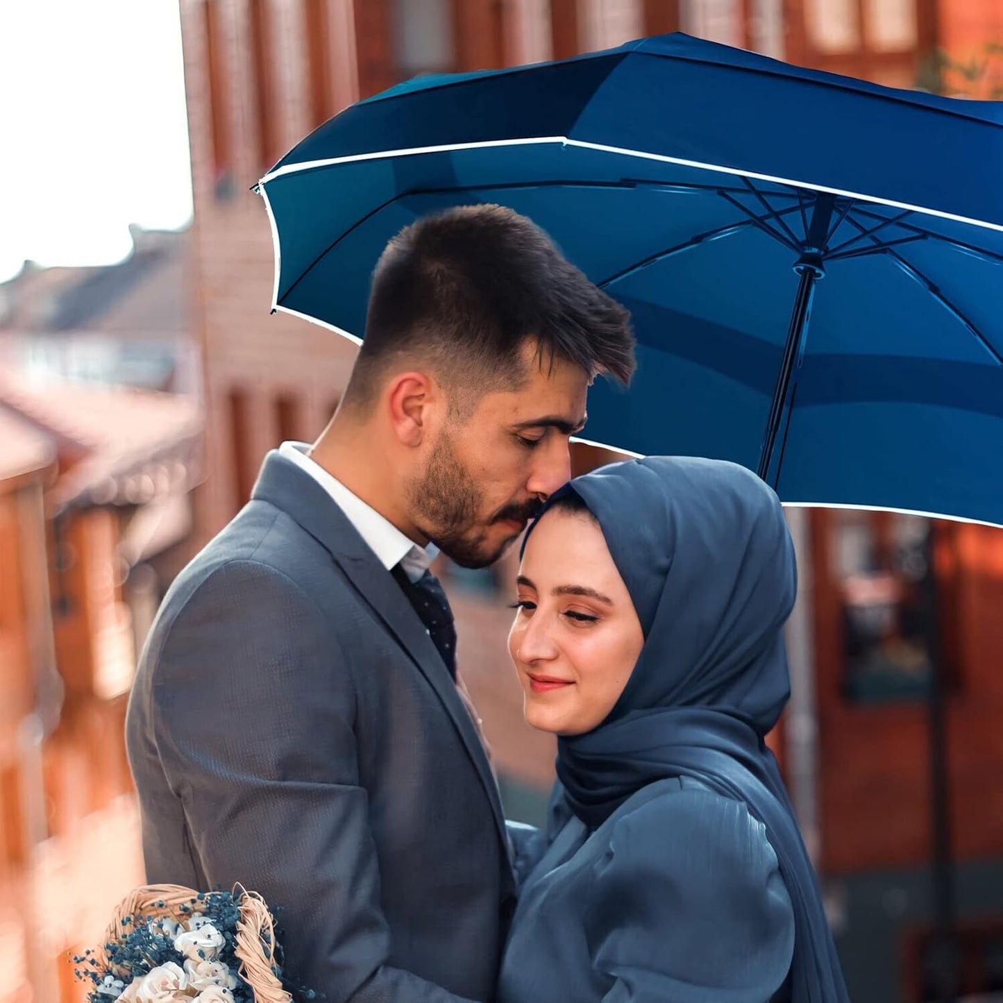 MRTLLOA 42/49 Inch Compact Windproof Travel Umbrella for Rain, Lightweight, Portable, Automatic, Strong, Waterproof Folding Umbrellas for Women, Men and Teenagers
