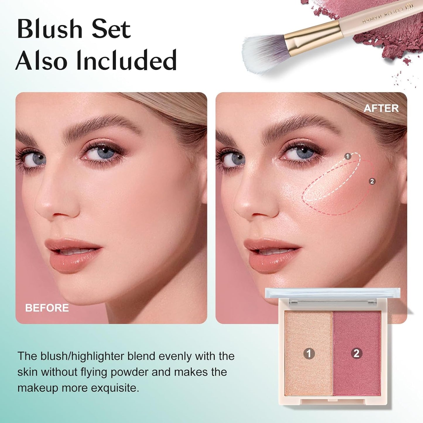 Color Nymph All In One Makeup Kit, Makeup Gift Set for Beginners Teenager Girls with Eyeshadow Palette Blush Lipstick Lip Pencil Eye Pencil Brush Mascara Portable Bag