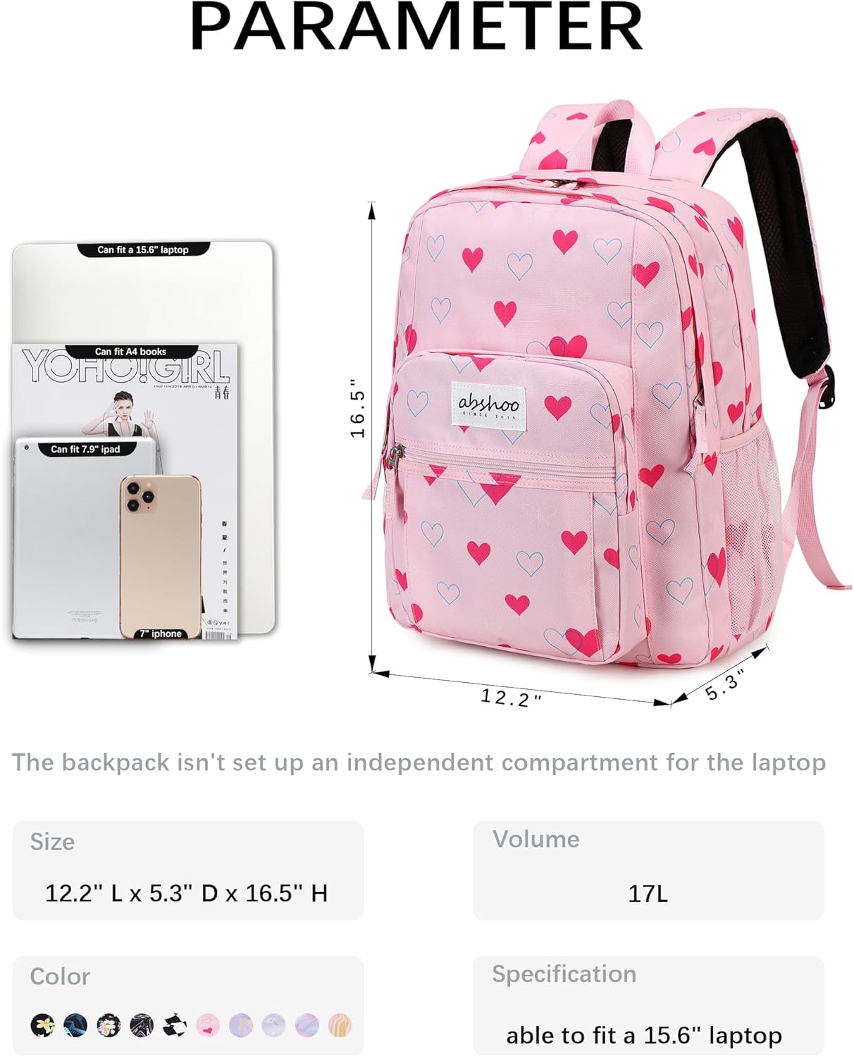 abshoo Classical Basic Travel Backpack For School Water Resistant Bookbag