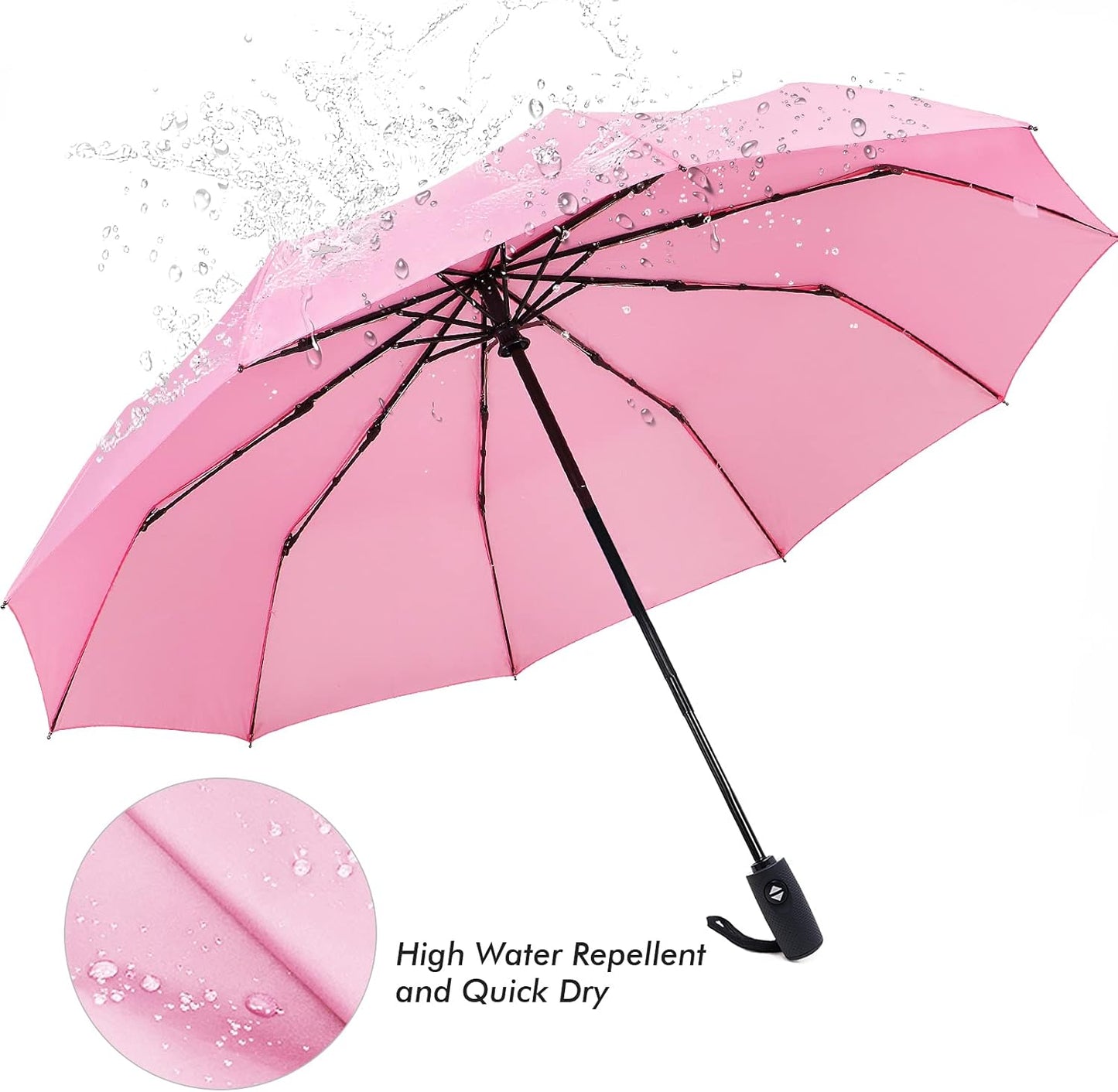 ZOMAKE Travel Umbrella Compact - 10 Ribs Portable Collapsible Umbrellas for Rain Windproof - Paraguas Automatic Small Folding Umbrella Lightweight Packable Umbrella for Women Men