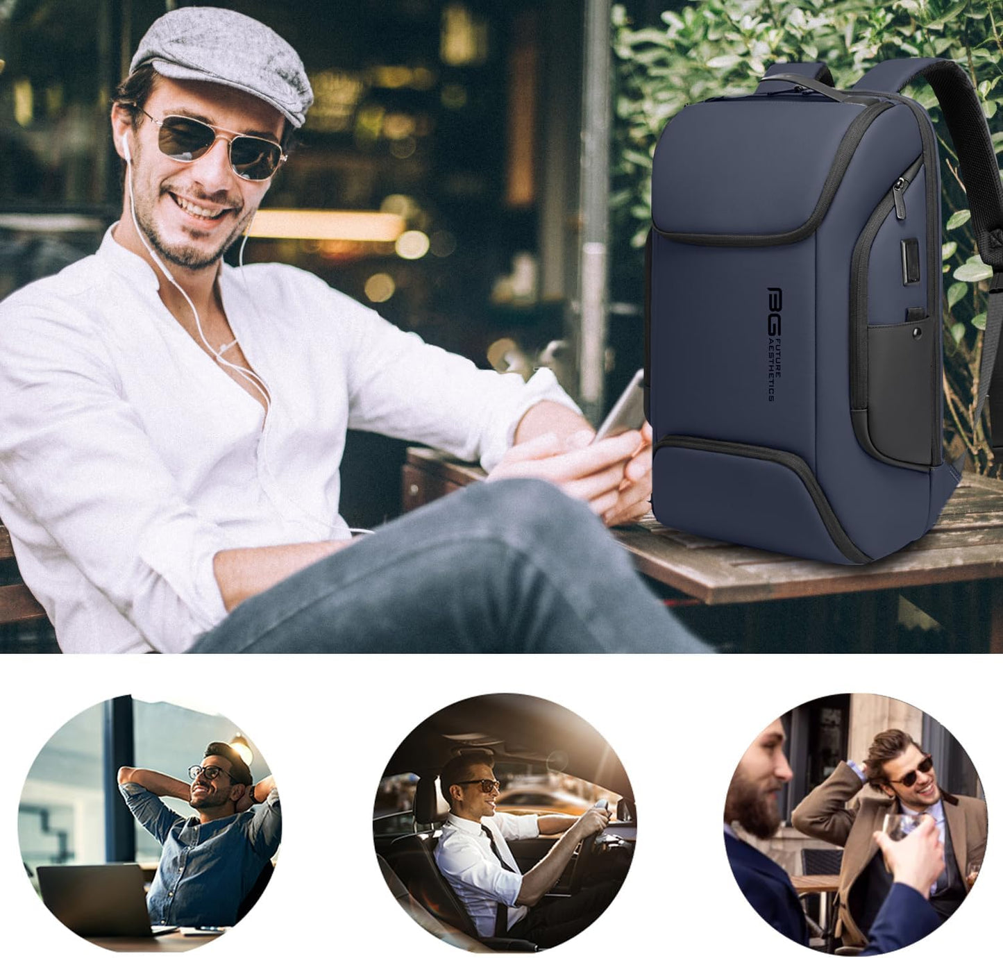 BANGE Business Laptop Smart backpack Can Hold 15.6 Inch Laptop Commute Backpack Carry on bag for men and women (Blue)