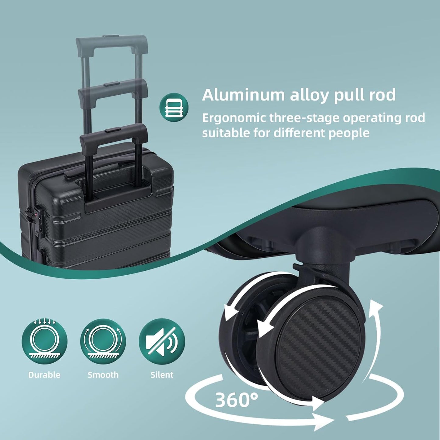 Carry on Luggage, PC Hard Shell Suitcase 22x14x9 Airline Approved TSA Lock YKK Zippered Double Spinner Wheels Lightweight Travel for Men and Women, 20 Inch Dark Gray