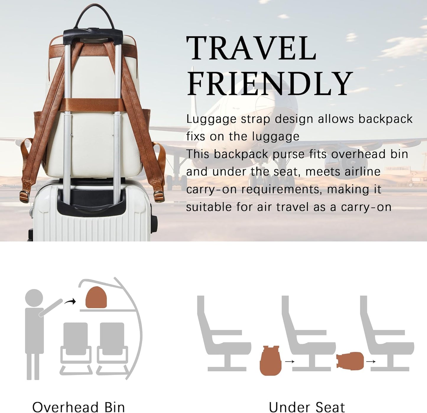 Leather Laptop Backpack for Women,Leather Backpack with Laptop Compartment Fit 15.6 inch