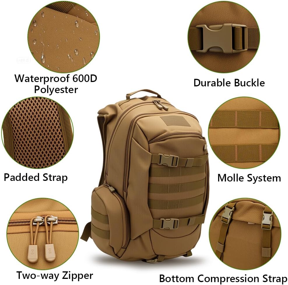 lyrlody Hiking Backpack,Camping Backpack, Hiking Daypack with Rain Cover with 2L Water Bladder