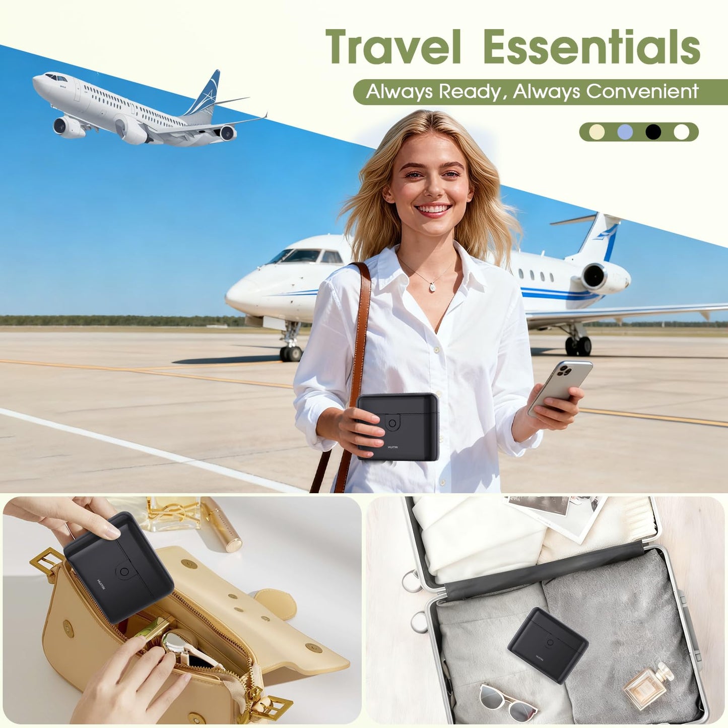 HUITAI Travel Bottles TSA 4x2oz With Case Leak-Proof Black