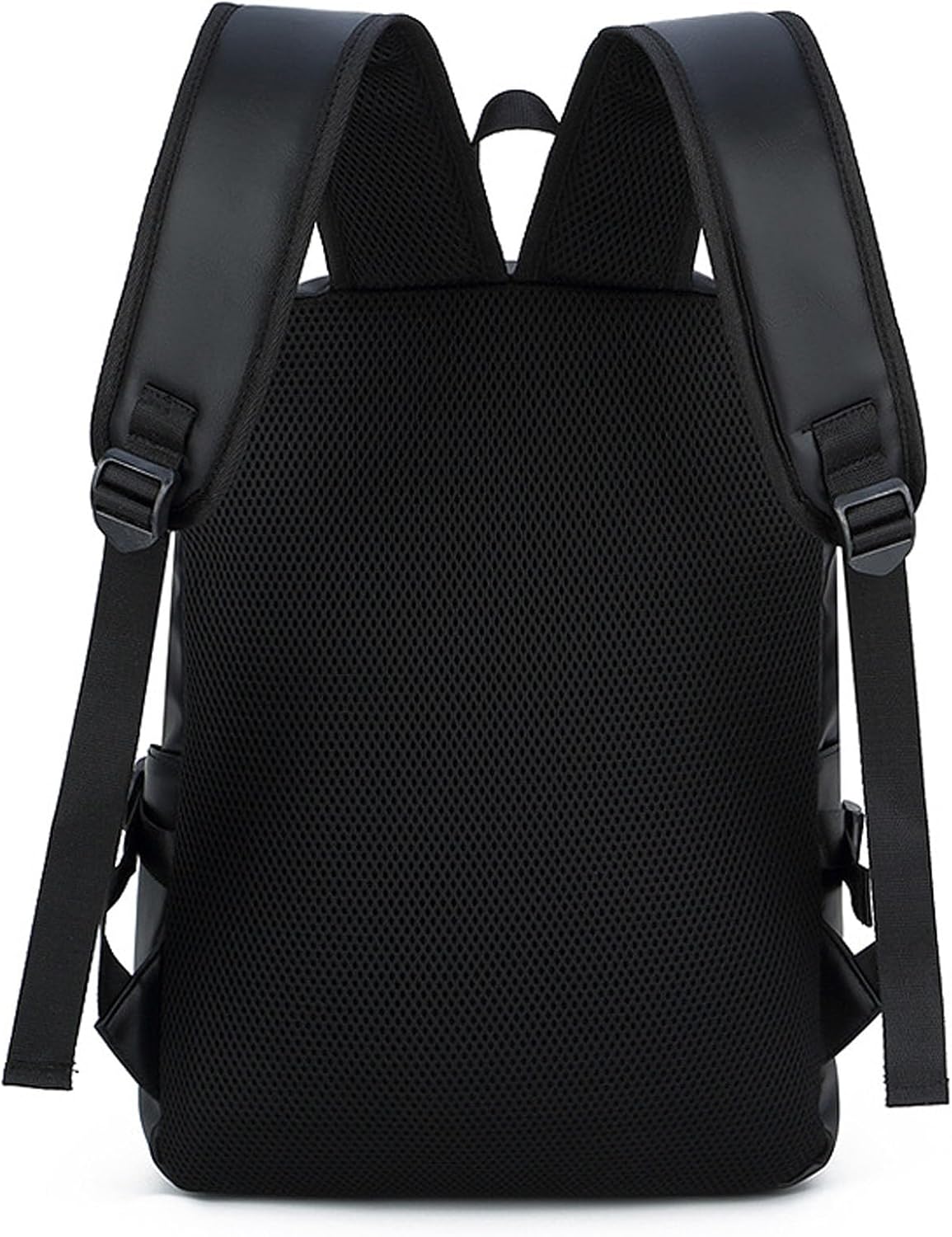 Mens Leather Backpack for work, Carry On Casual BackPack Laptop Bag Large Capacity Business Travel Hiking Waterproof Black (Black)